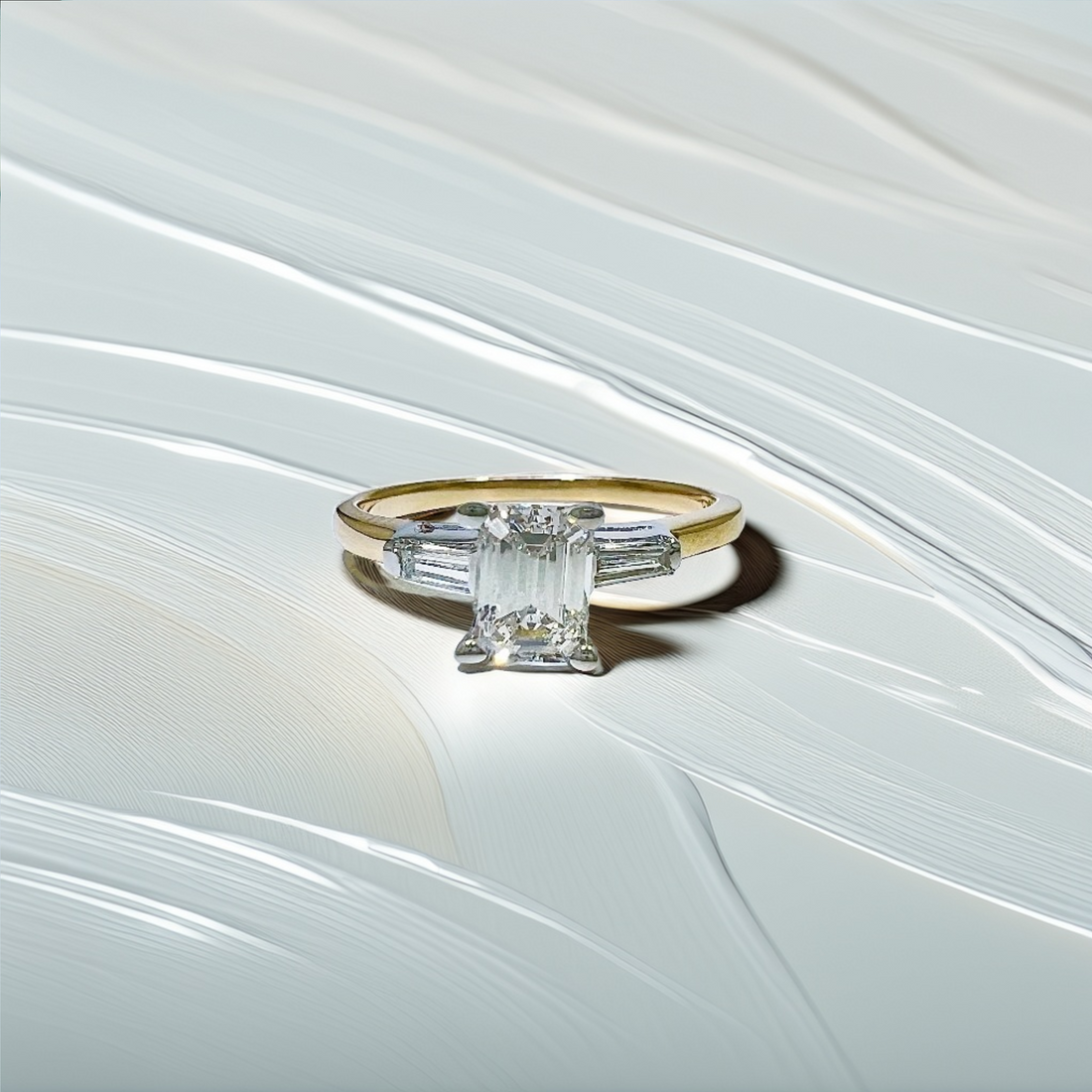 0.50ct Emerald-Cut Lab Diamond Three-Stone Engagement Ring