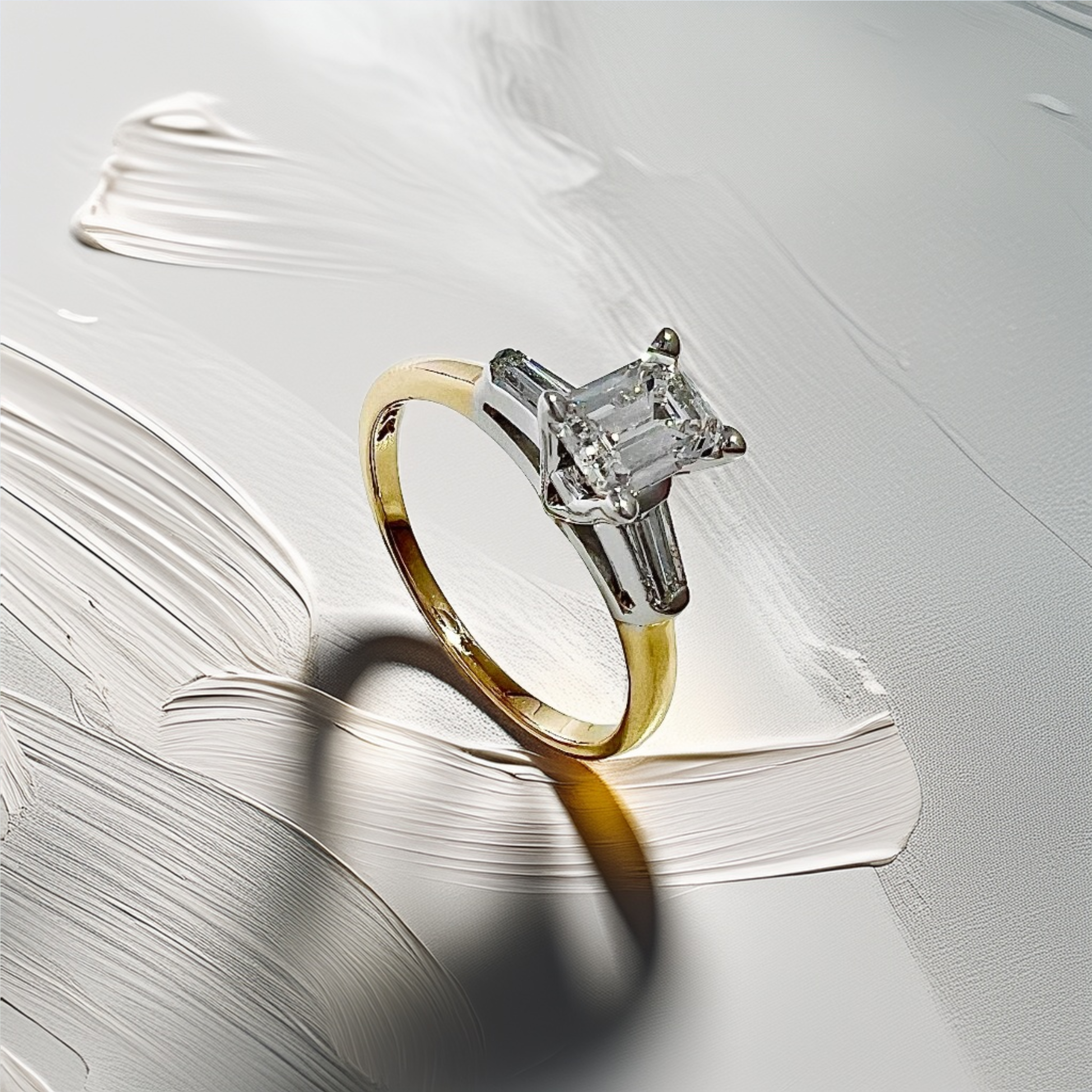 0.50ct Emerald-Cut Lab Diamond Three-Stone Engagement Ring