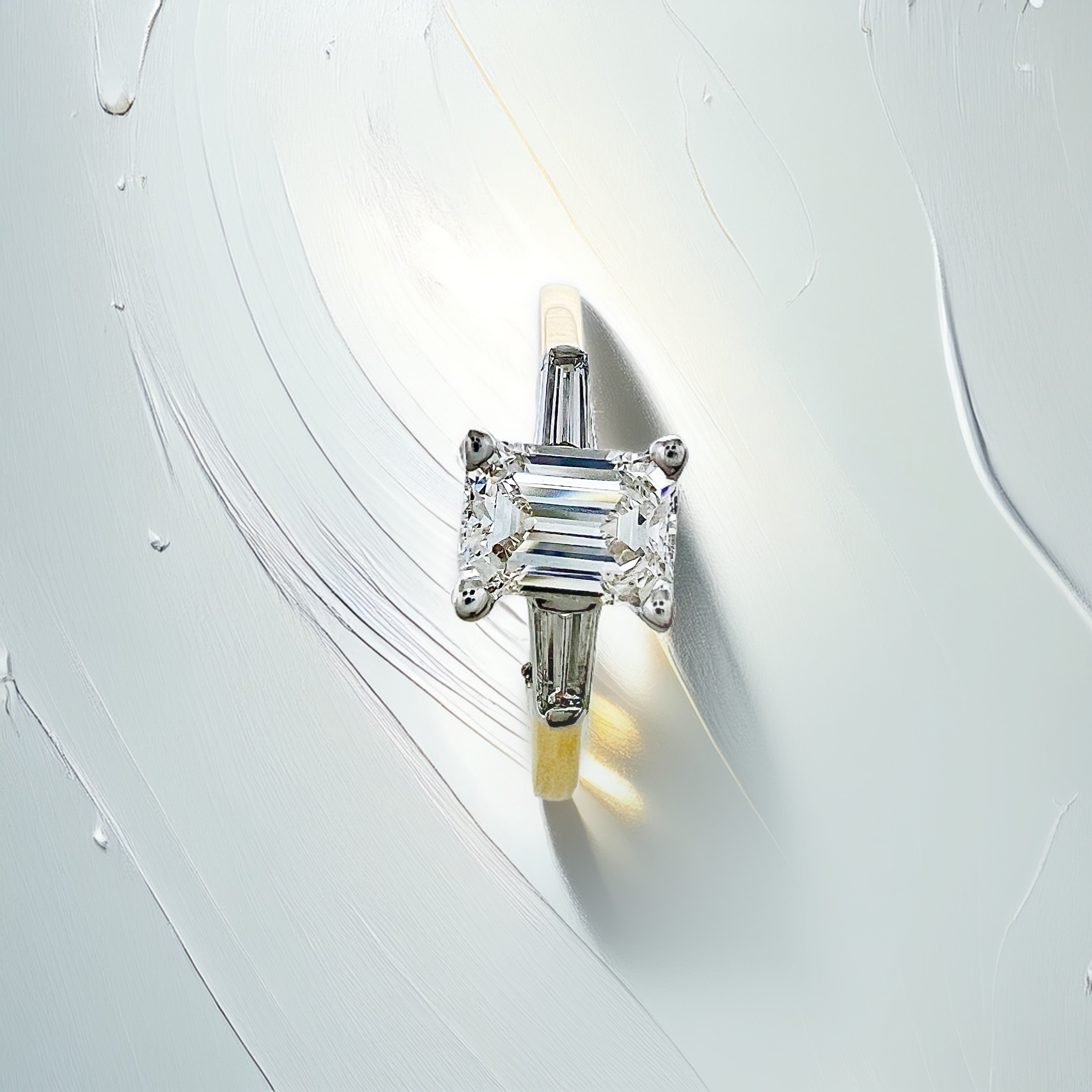 0.50ct Emerald-Cut Lab Diamond Three-Stone Engagement Ring