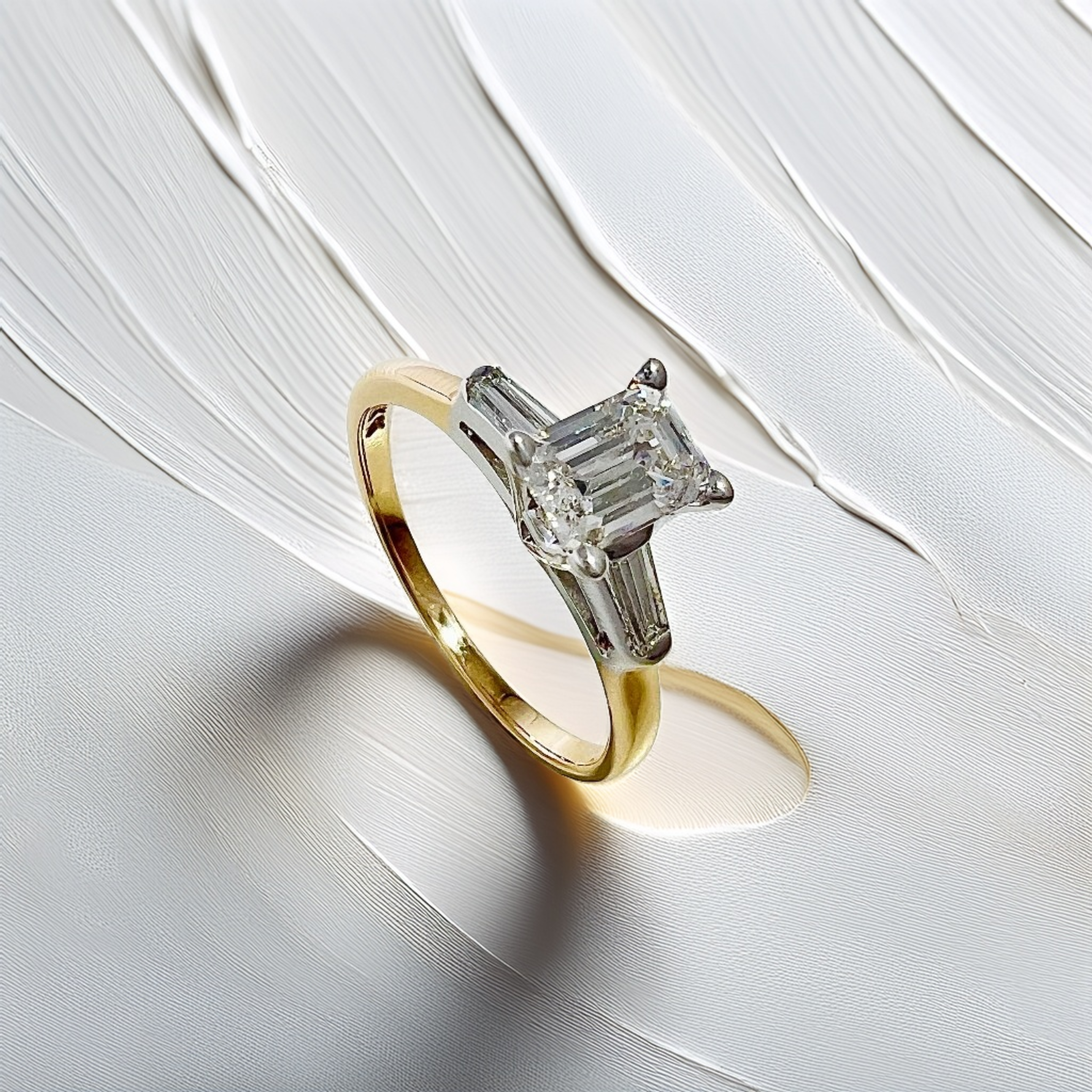 0.50ct Emerald-Cut Lab Diamond Three-Stone Engagement Ring