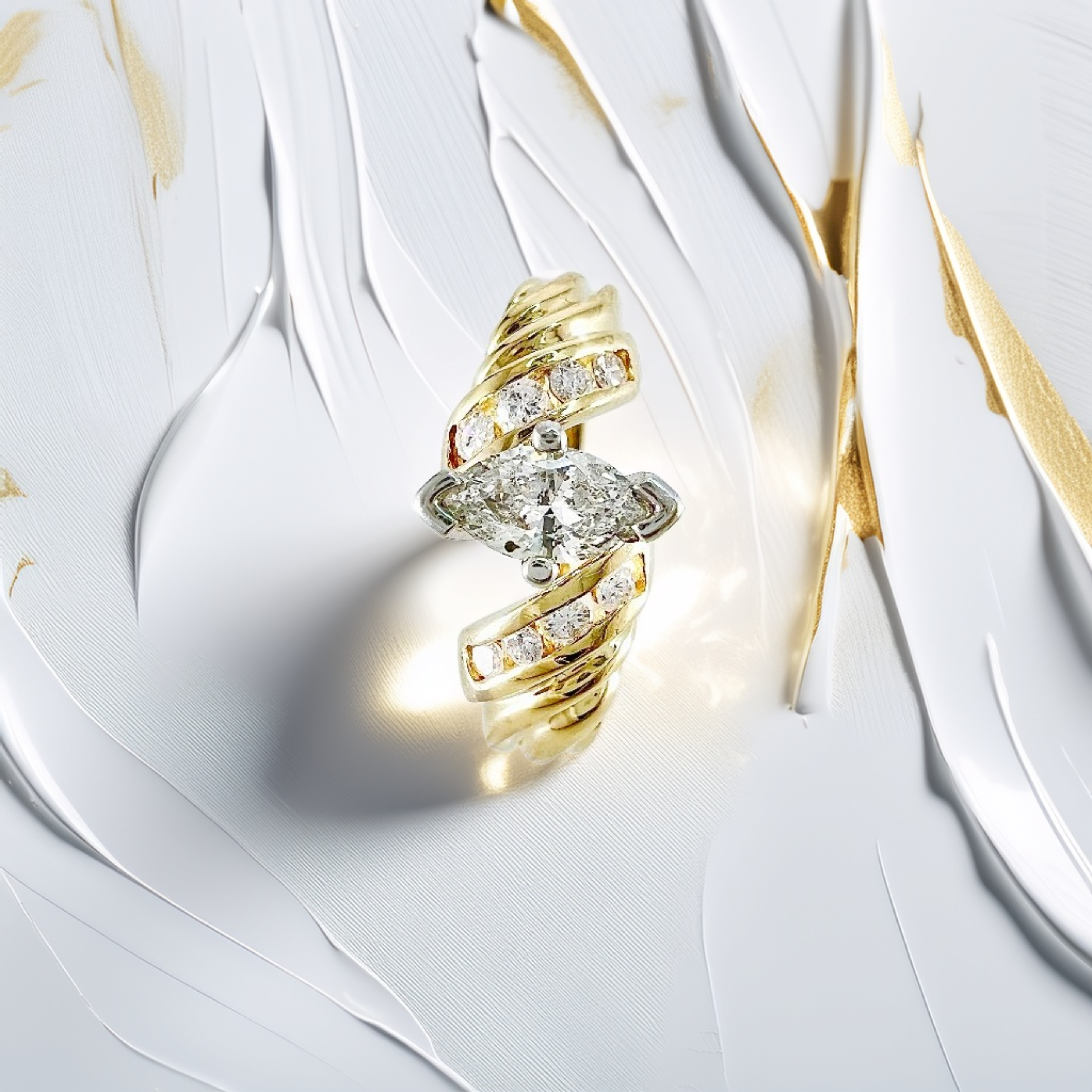 0.50ct Marquise-Cut Vintage Diamond Engagement Ring