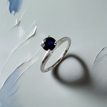 0.50ct Sapphire Solitaire Engagement Ring White Gold