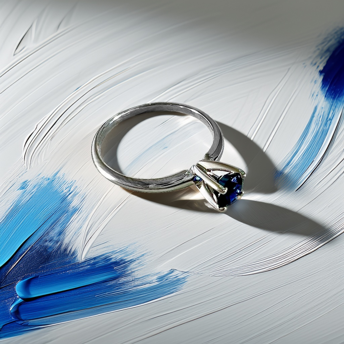 0.50ct Sapphire Solitaire Engagement Ring White Gold