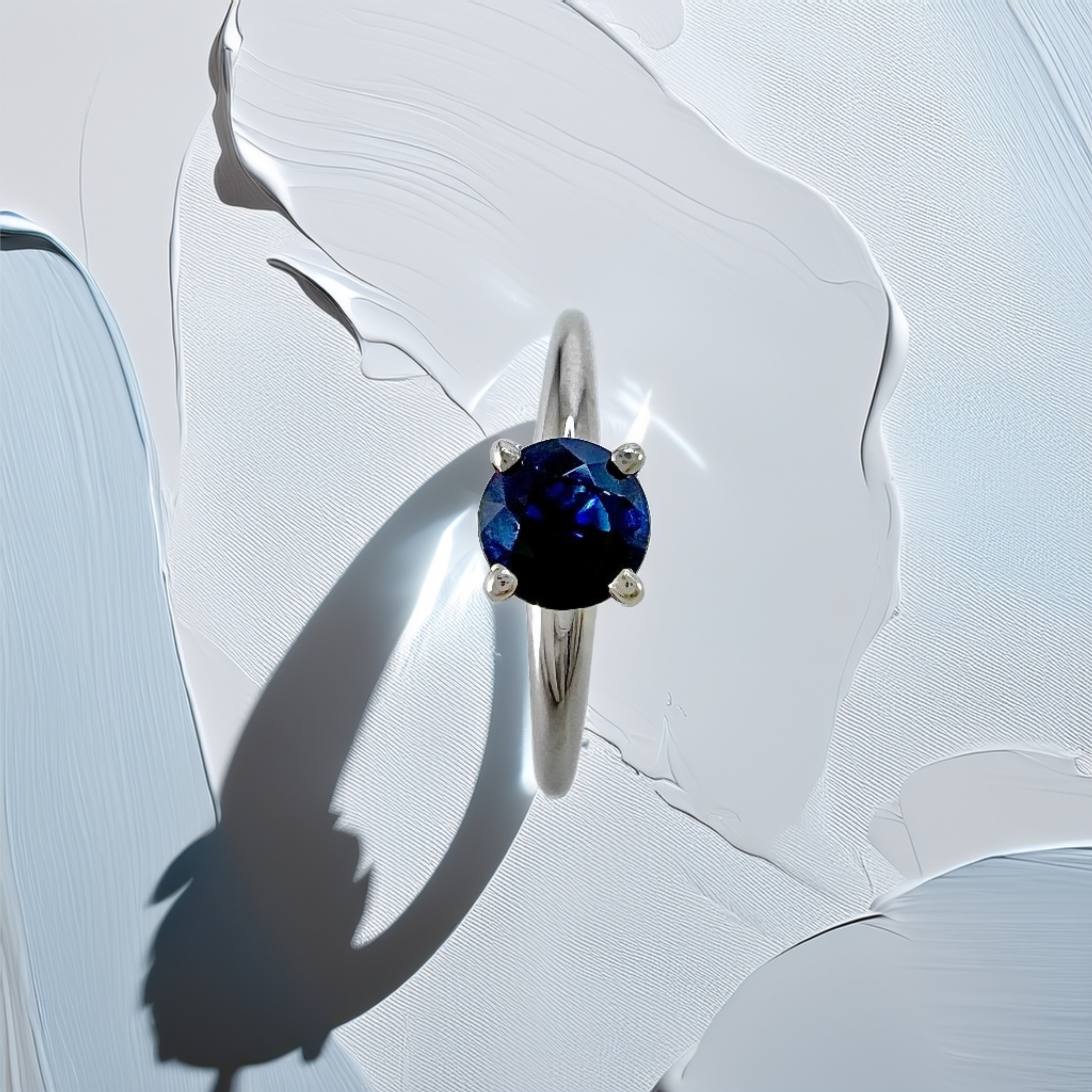 0.50ct Sapphire Solitaire Engagement Ring White Gold