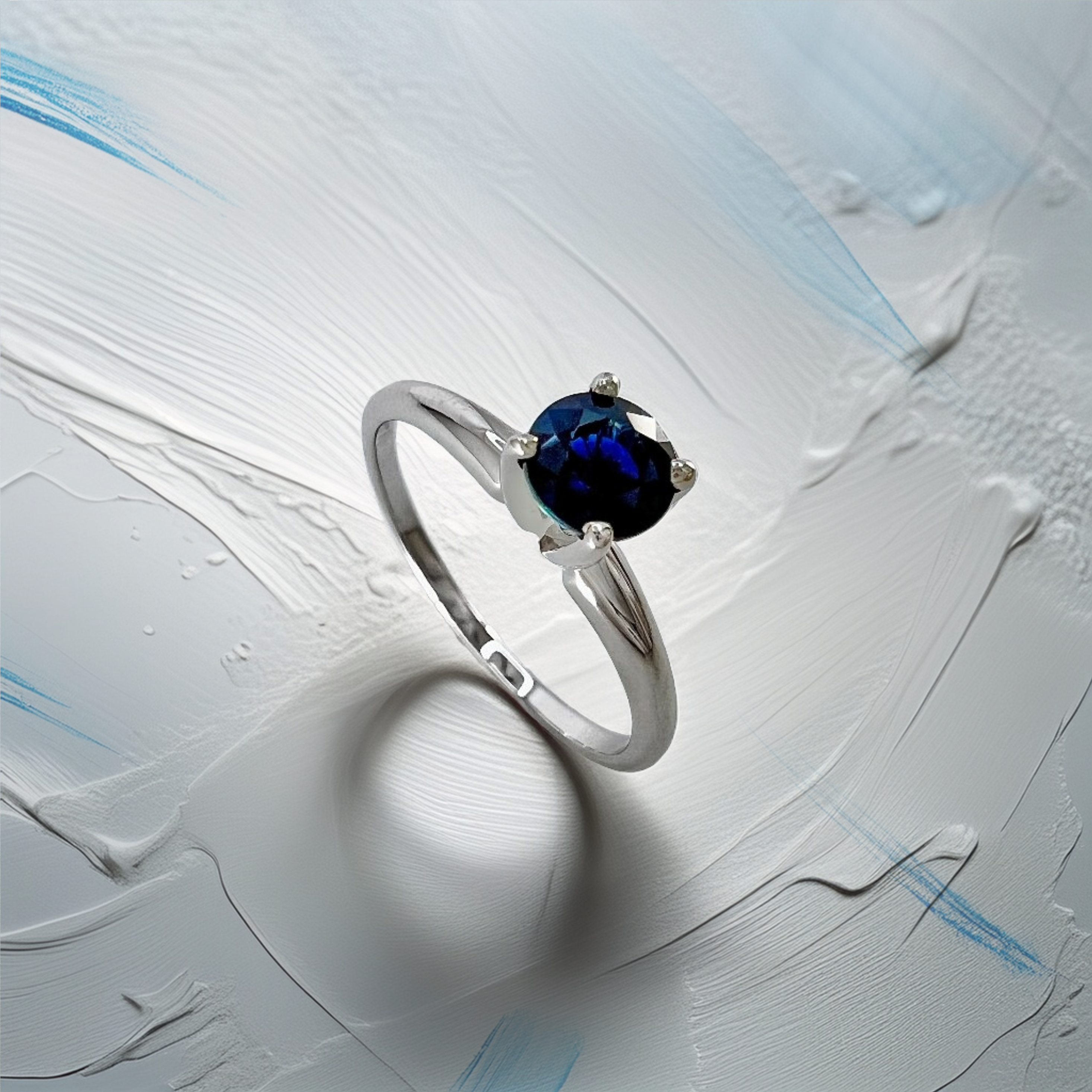 0.50ct Sapphire Solitaire Engagement Ring White Gold