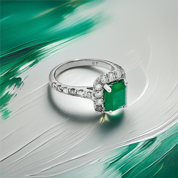 Emerald Cut Emerald Engagement Ring