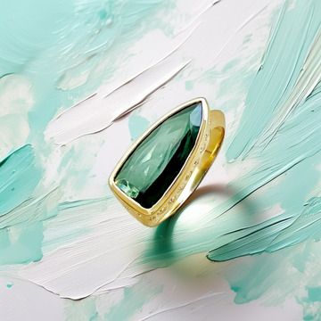 Spear-Cut Green Tourmaline Ring 3.92tcw