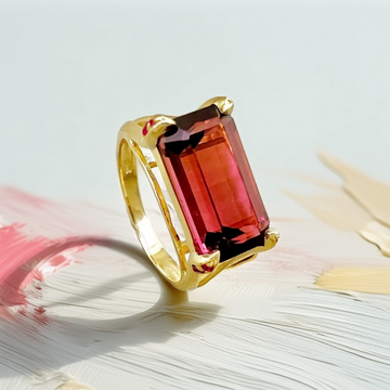 Emerald-Cut Pink Tourmaline Ring 4.28tcw