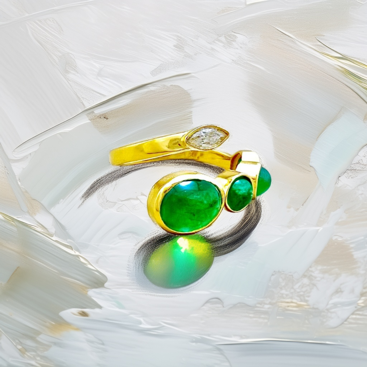 Naturae Serpentis - Unique 18 kt Gold Emerald Ring