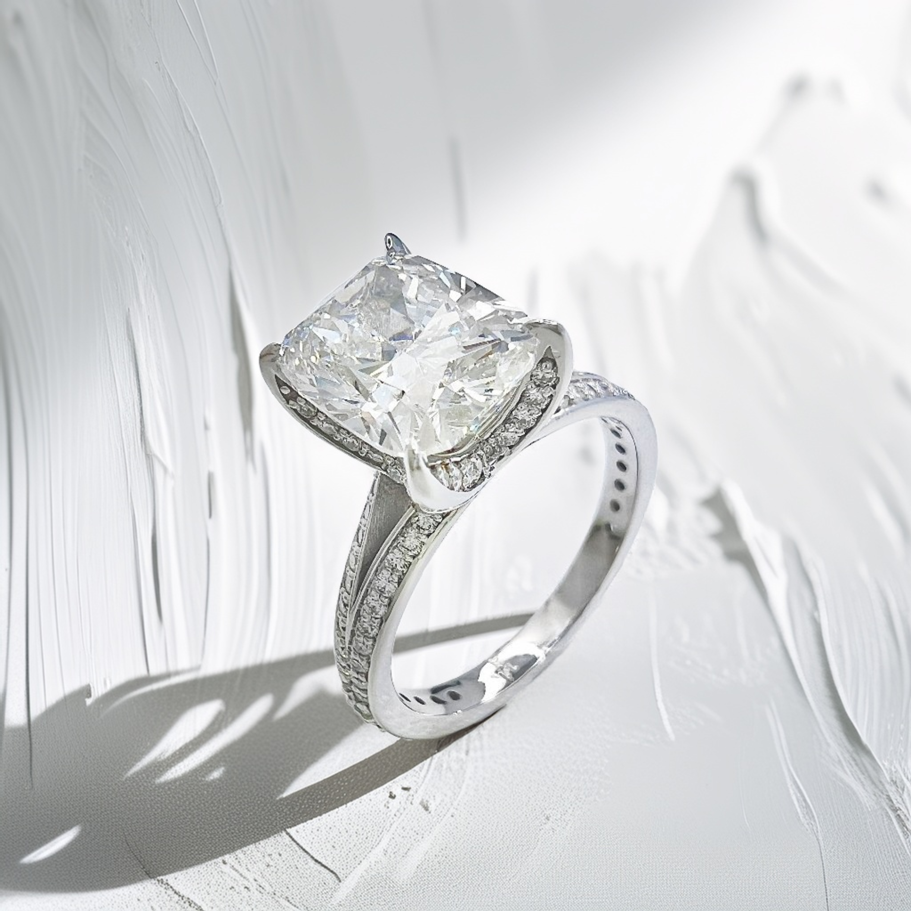 3-Carat Cushion-Shaped Engagement Ring | Hidden Halo