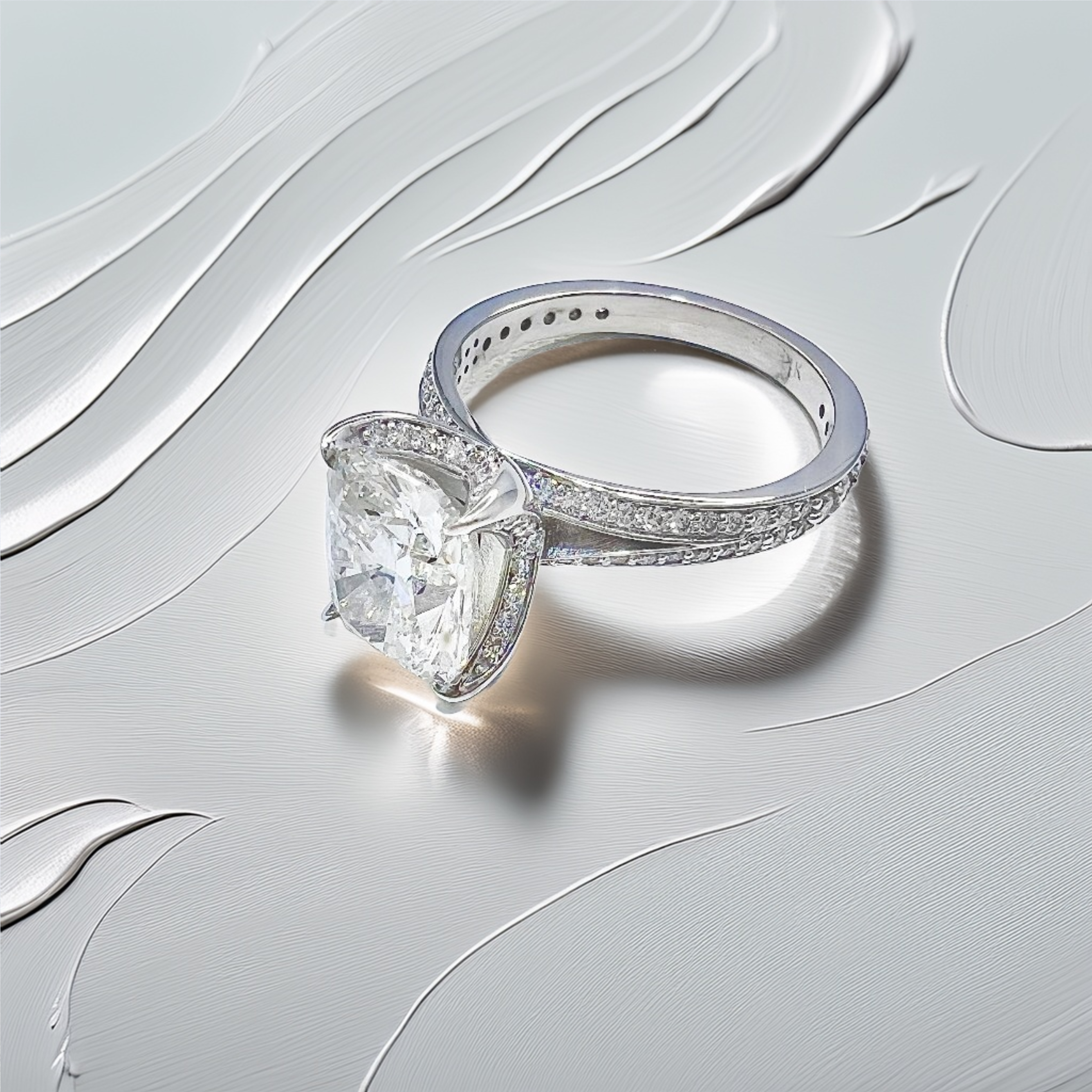 3-Carat Cushion-Shaped Engagement Ring | Hidden Halo