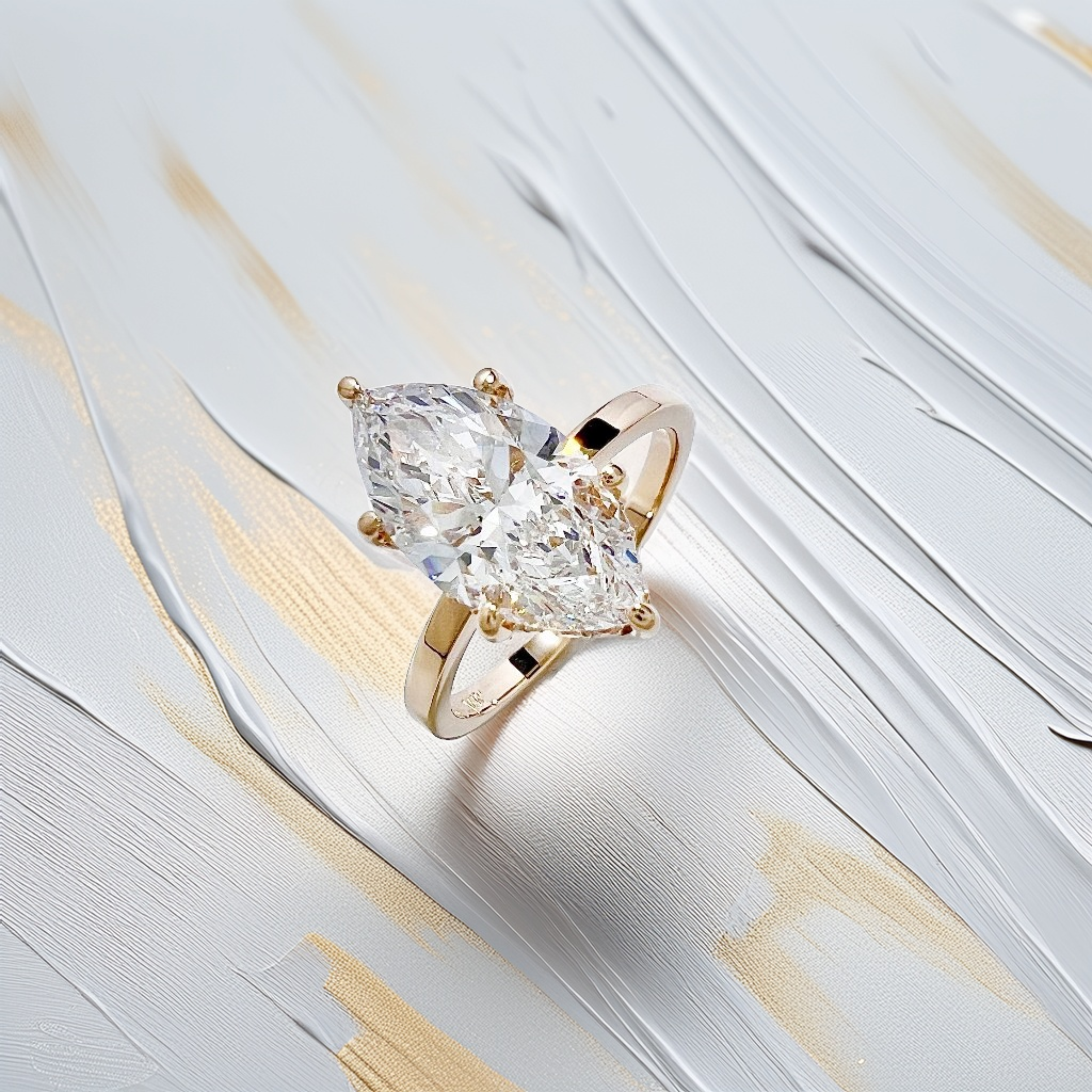 3-Carat Marquise-Cut Engagement Ring | Hidden Halo