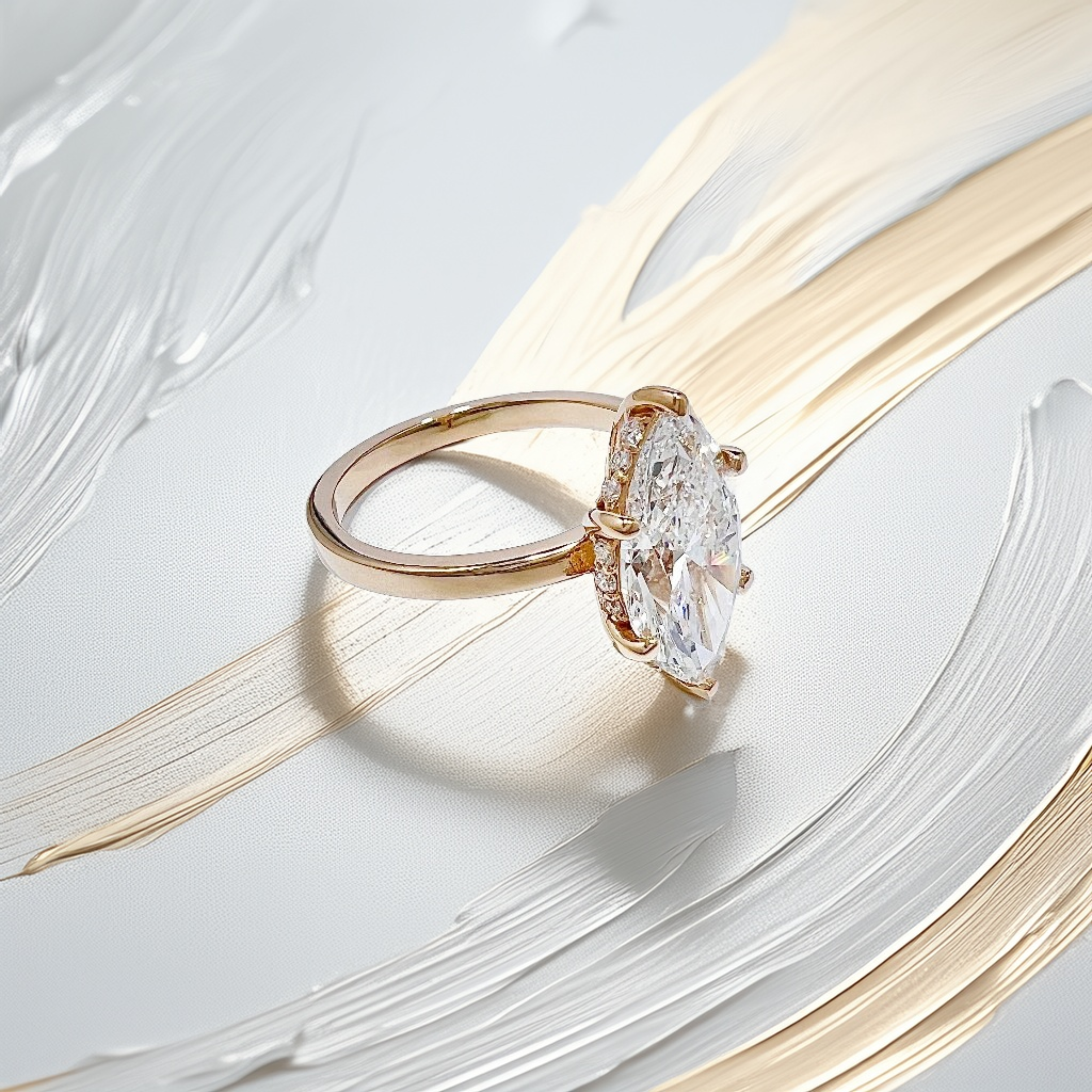 3-Carat Marquise-Cut Engagement Ring | Hidden Halo