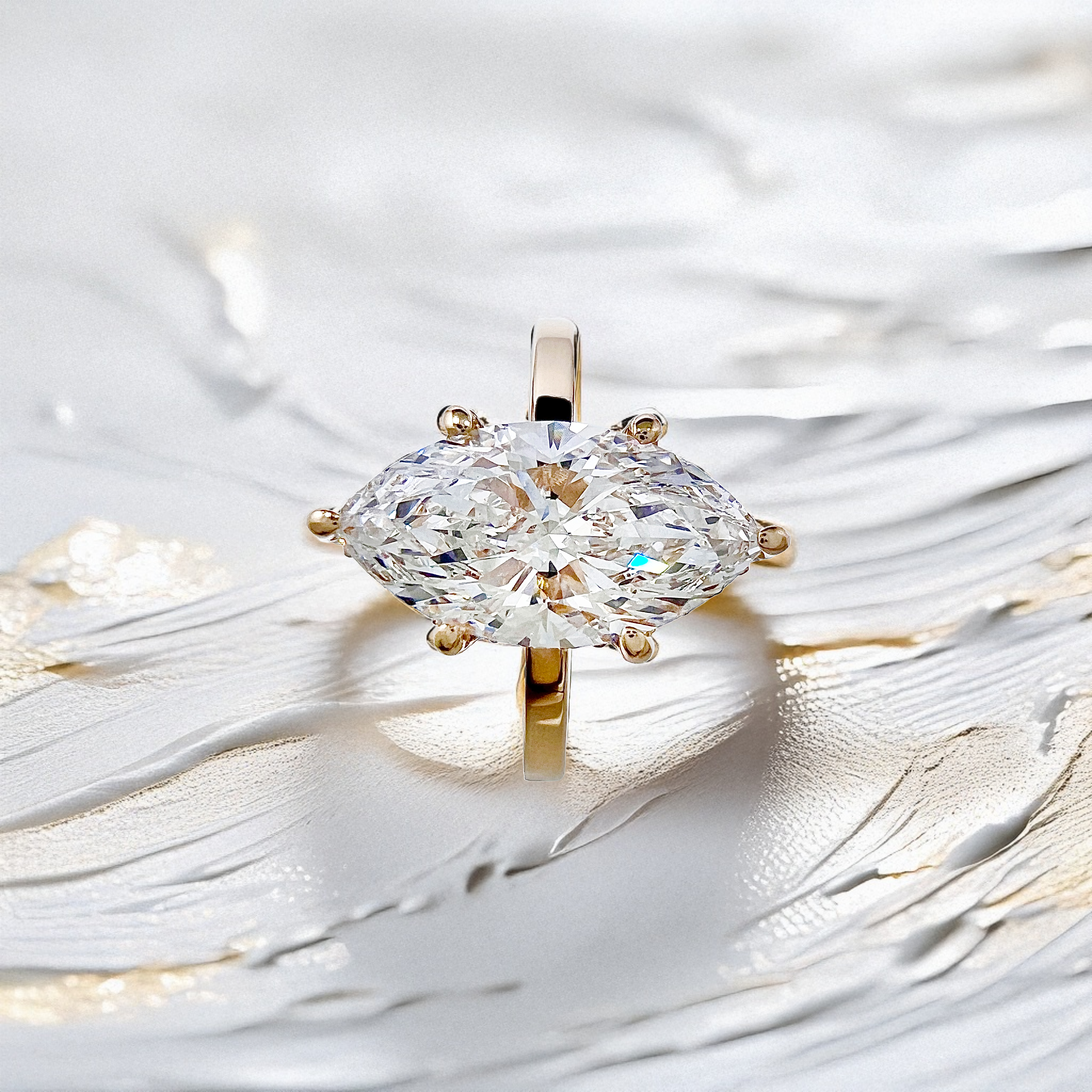 3-Carat Marquise-Cut Engagement Ring | Hidden Halo