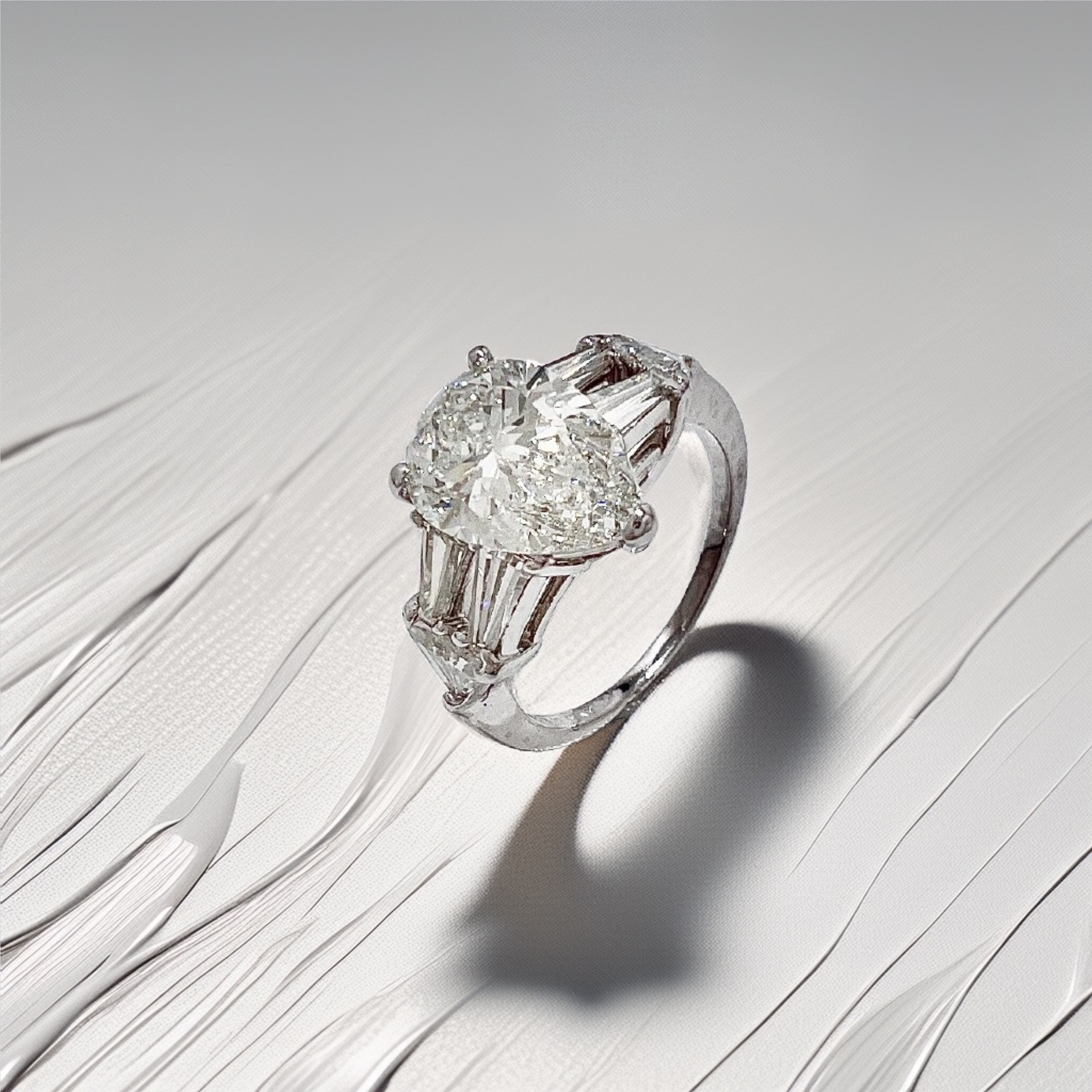 3 Carat Pear Lab Diamond Engagement Ring White Gold 4.08tcw