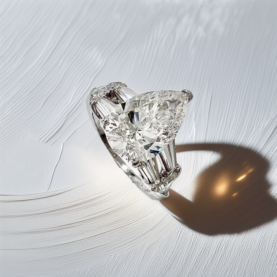 3 Carat Pear Lab Diamond Engagement Ring White Gold 4.08tcw