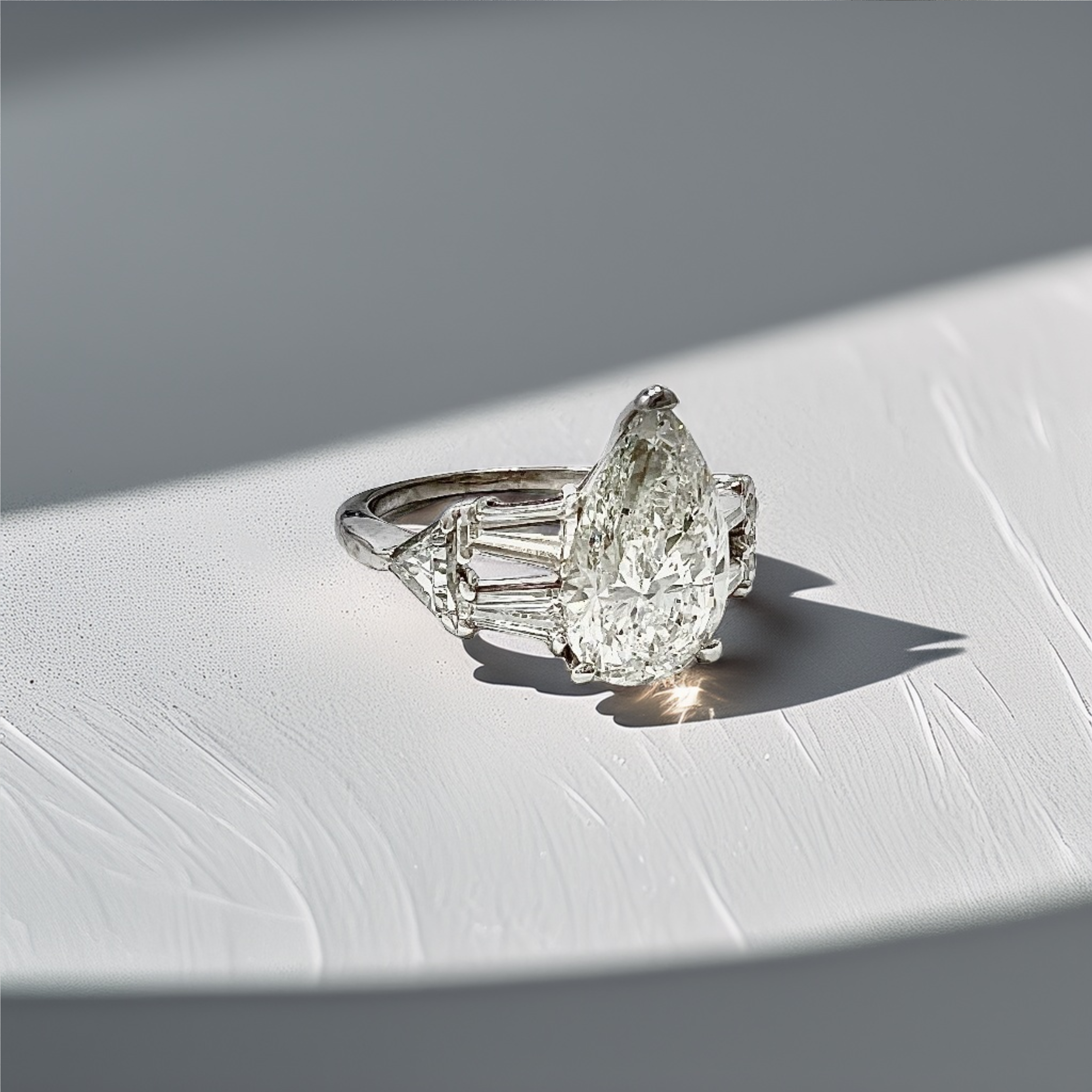 3 Carat Pear Lab Diamond Engagement Ring White Gold 4.08tcw