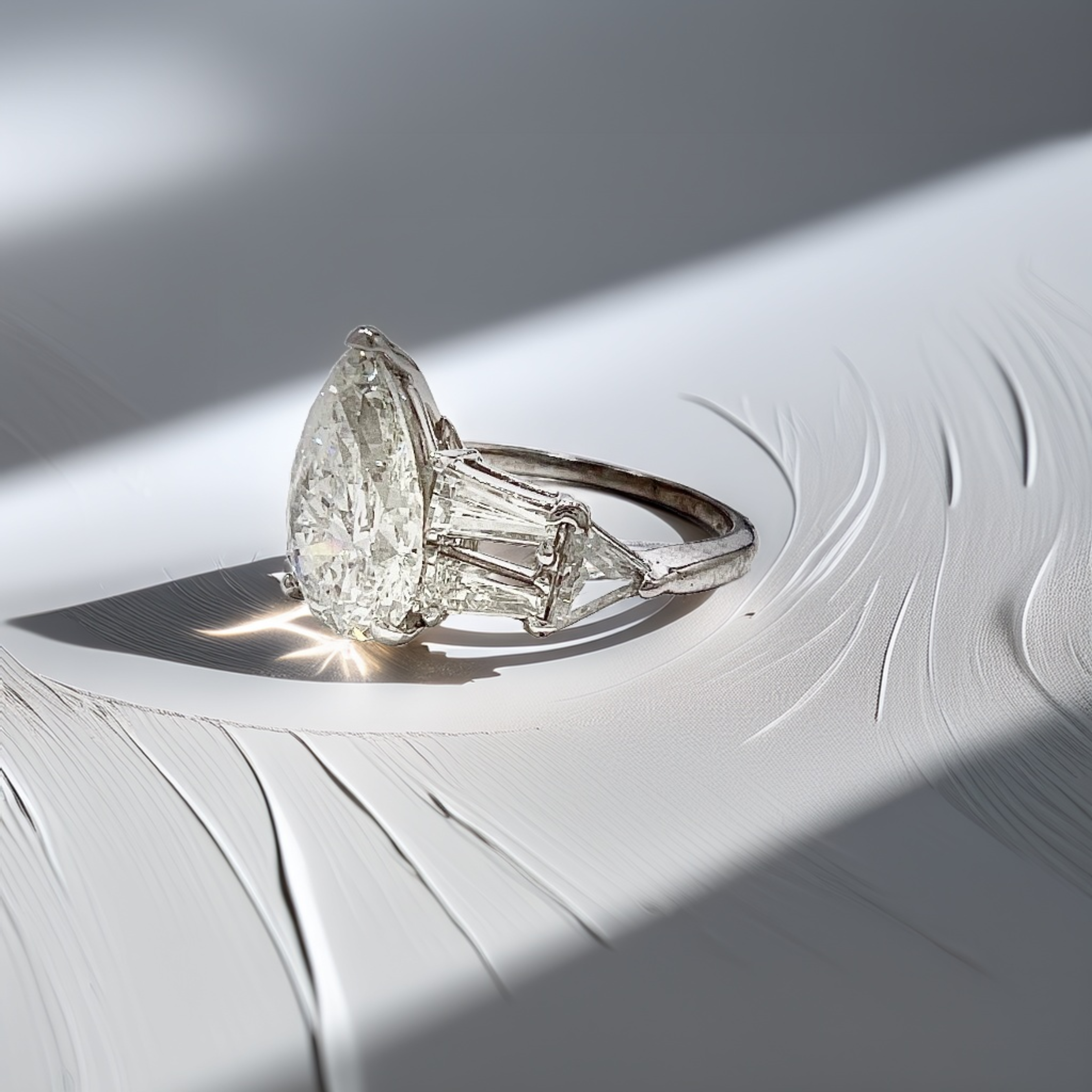 3 Carat Pear Lab Diamond Engagement Ring White Gold 4.08tcw