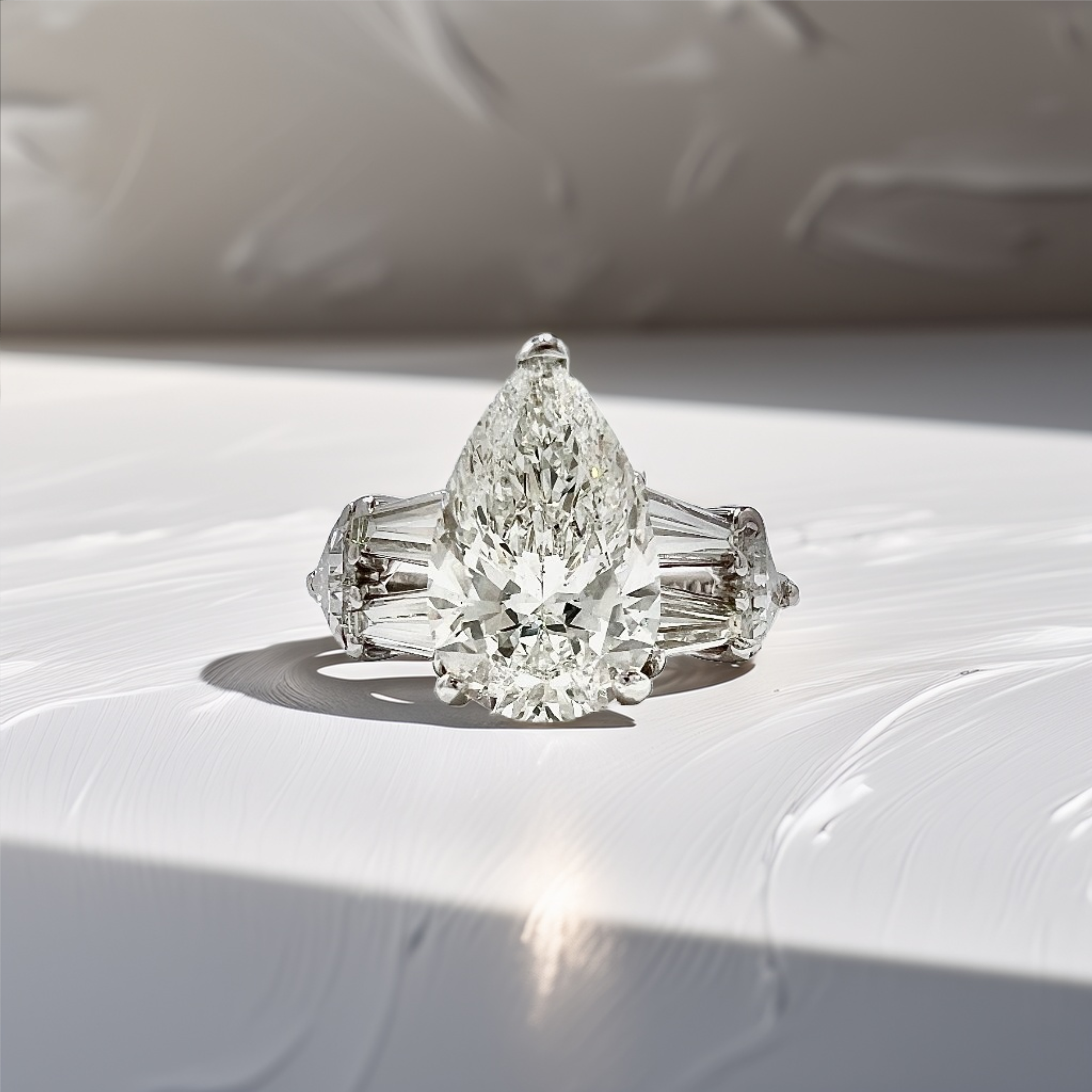 3 Carat Pear Lab Diamond Engagement Ring White Gold 4.08tcw