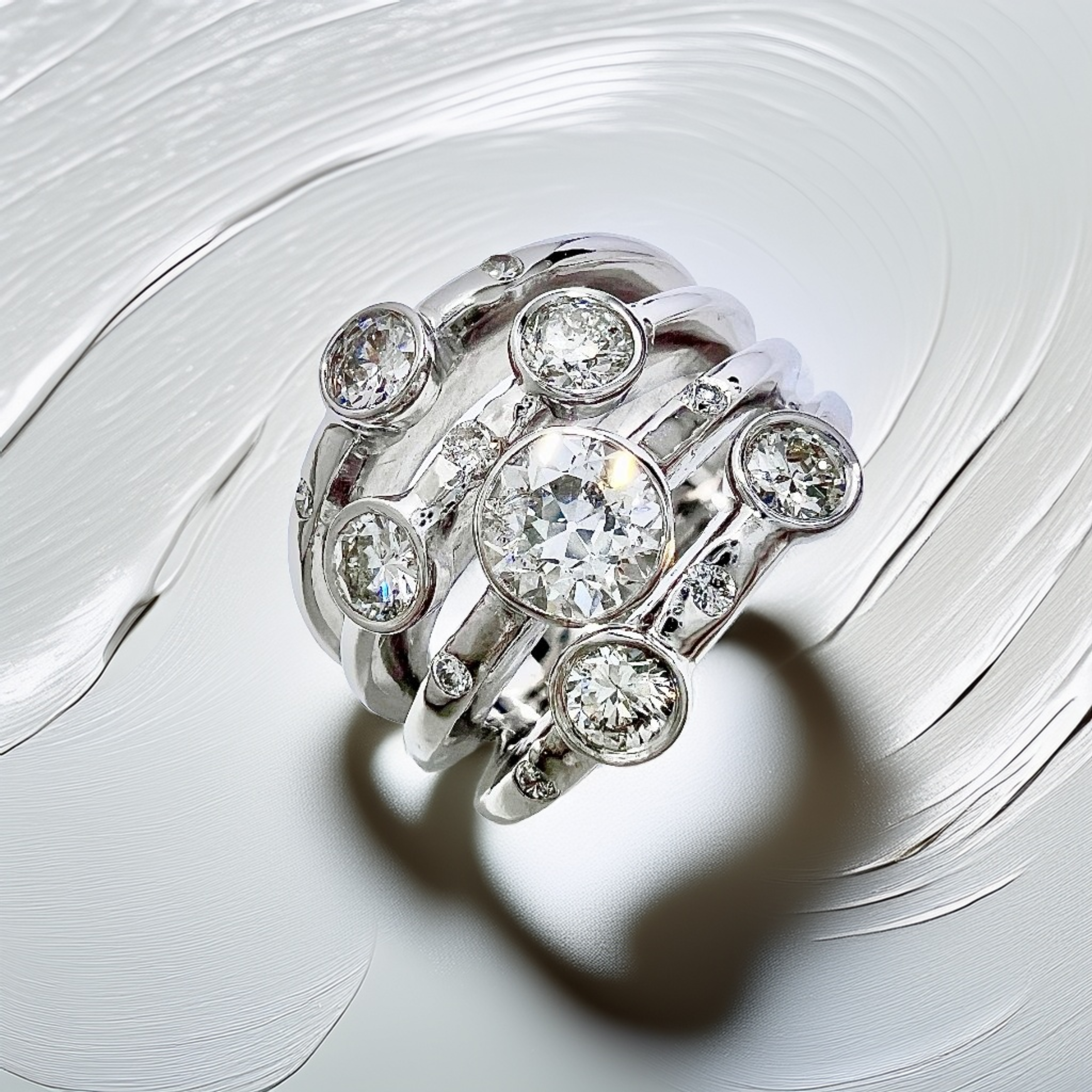 Bezel Diamond Cocktail Ring 3.50tcw