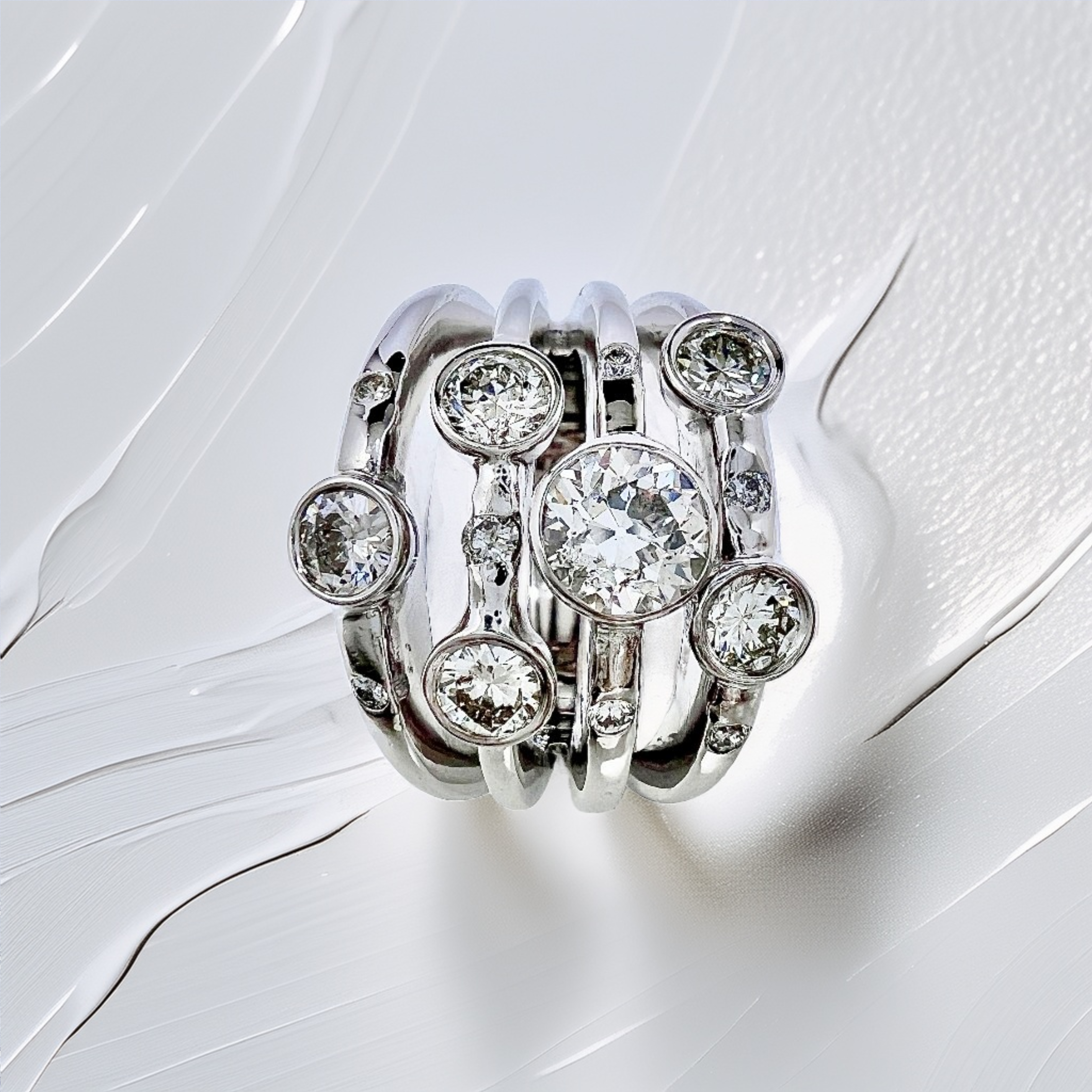 Bezel Diamond Cocktail Ring 3.50tcw