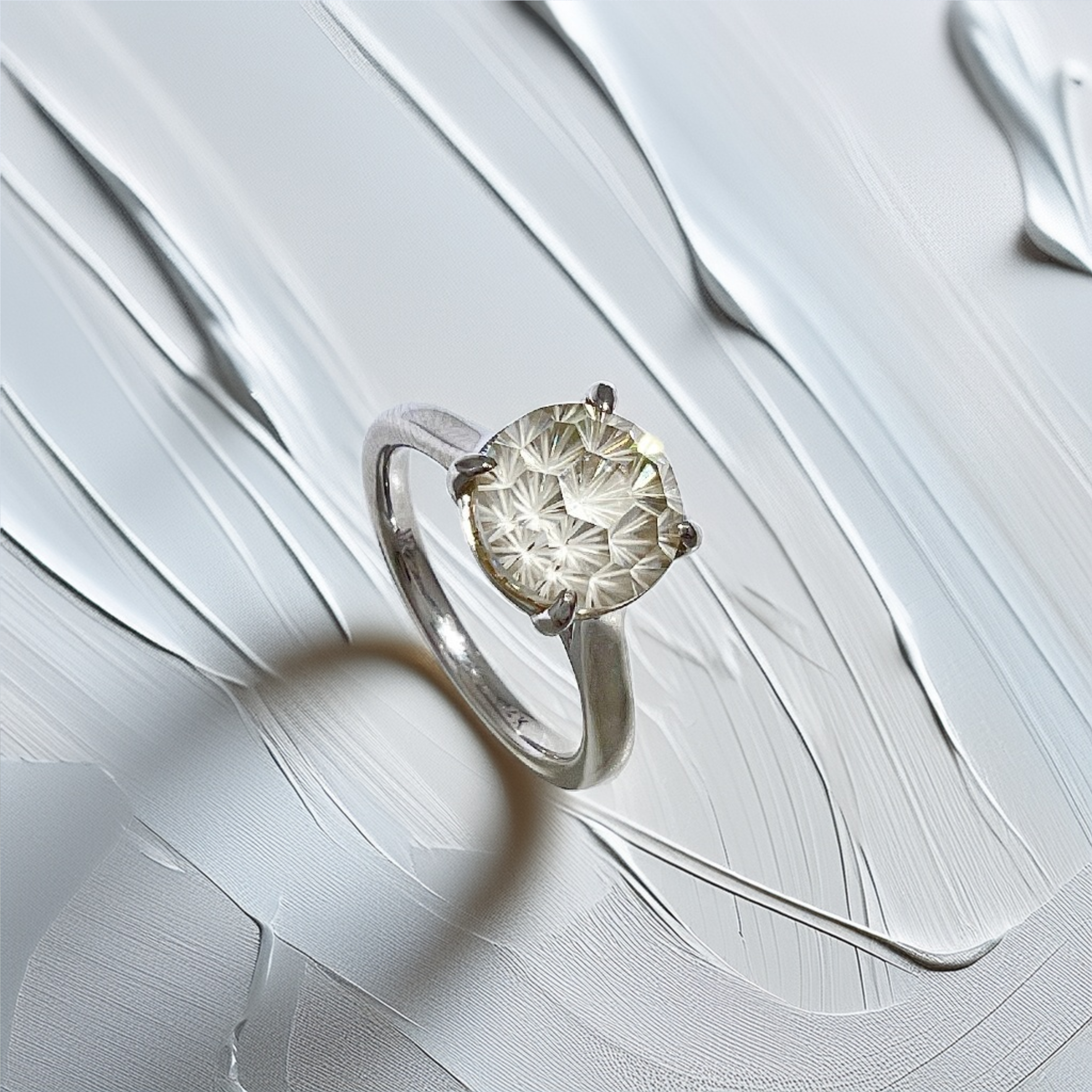 Starburst Moissanite Solitaire Engagement Ring 2.50ct