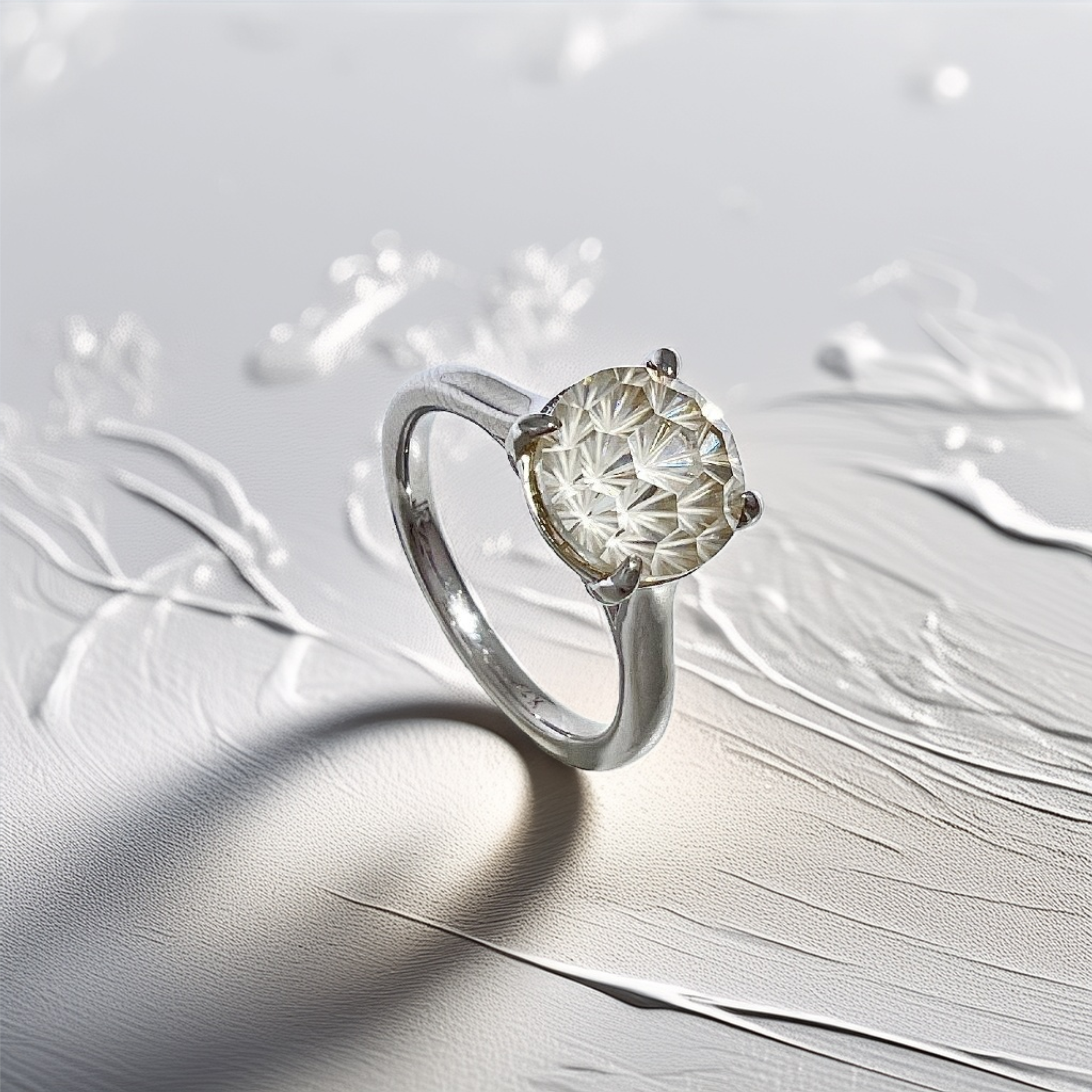 Starburst Moissanite Solitaire Engagement Ring 2.50ct