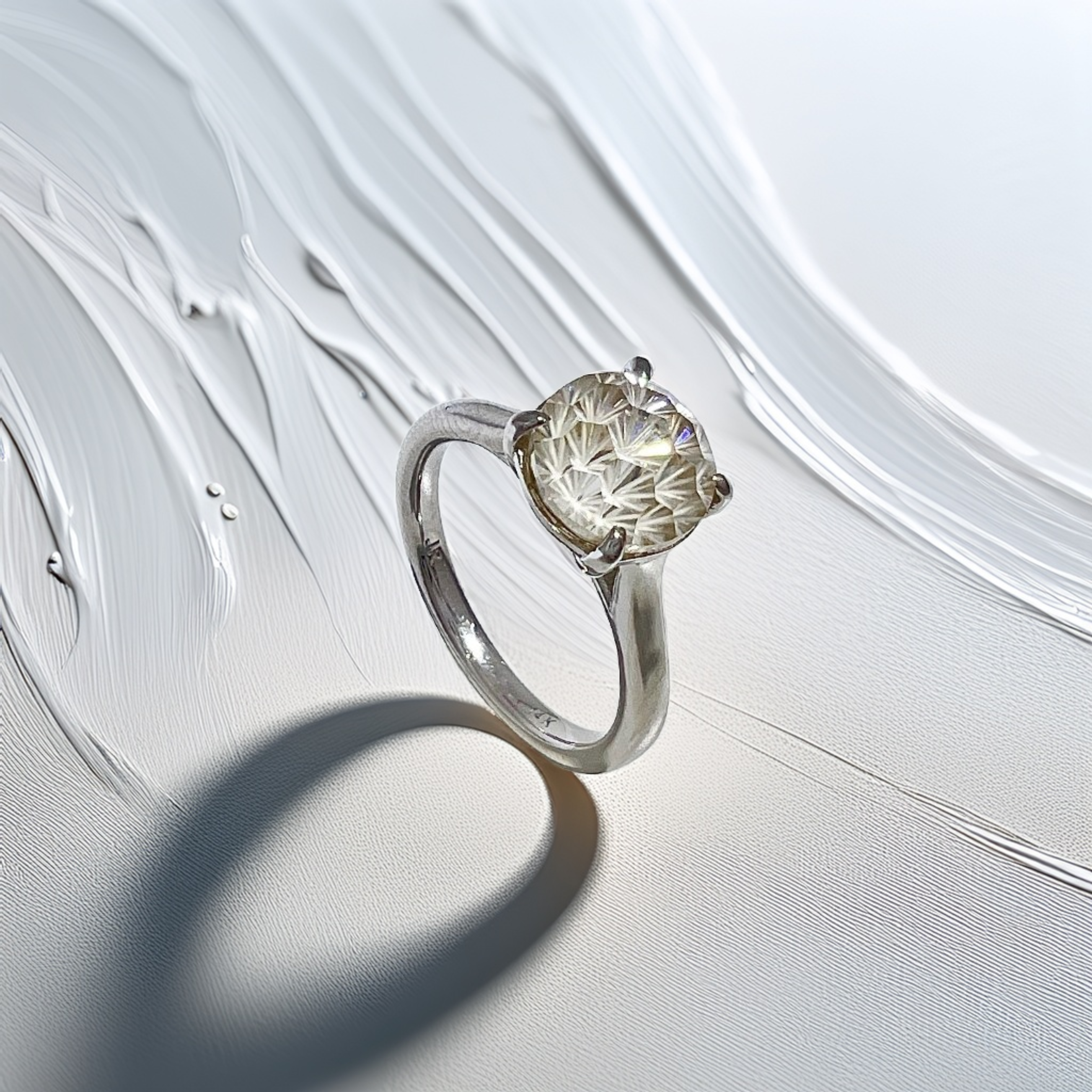 Starburst Moissanite Solitaire Engagement Ring 2.50ct