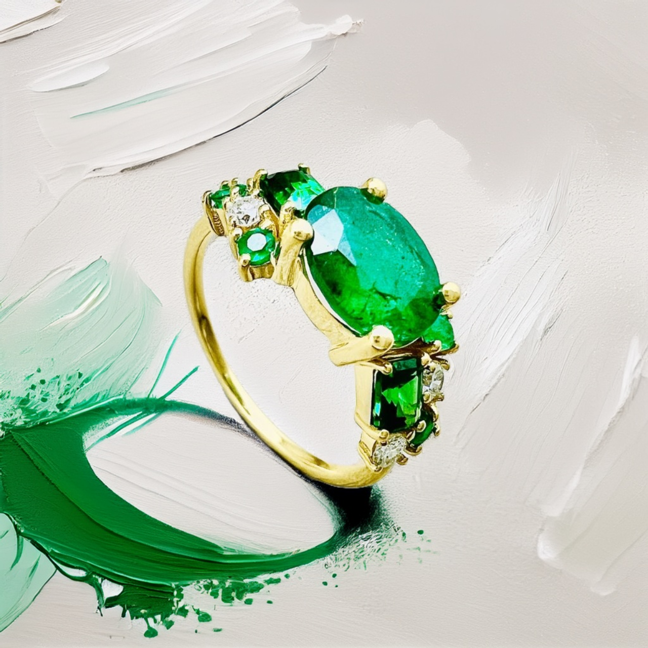 Oval Emerald Tsavorite Ring in 18kt Gold 2.40tcw