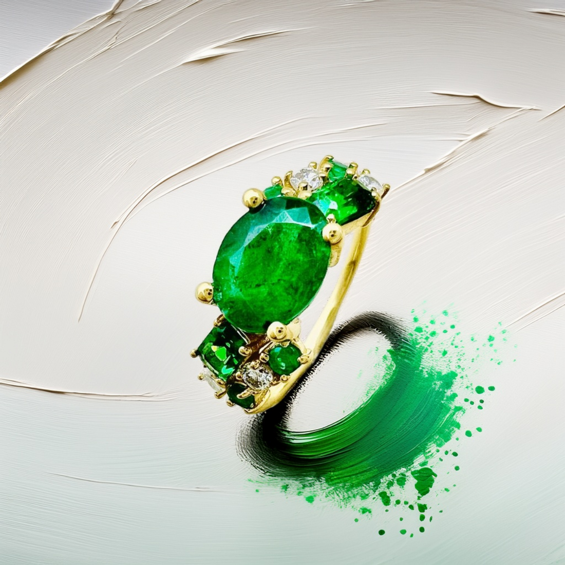 Oval Emerald Tsavorite Ring in 18kt Gold 2.40tcw