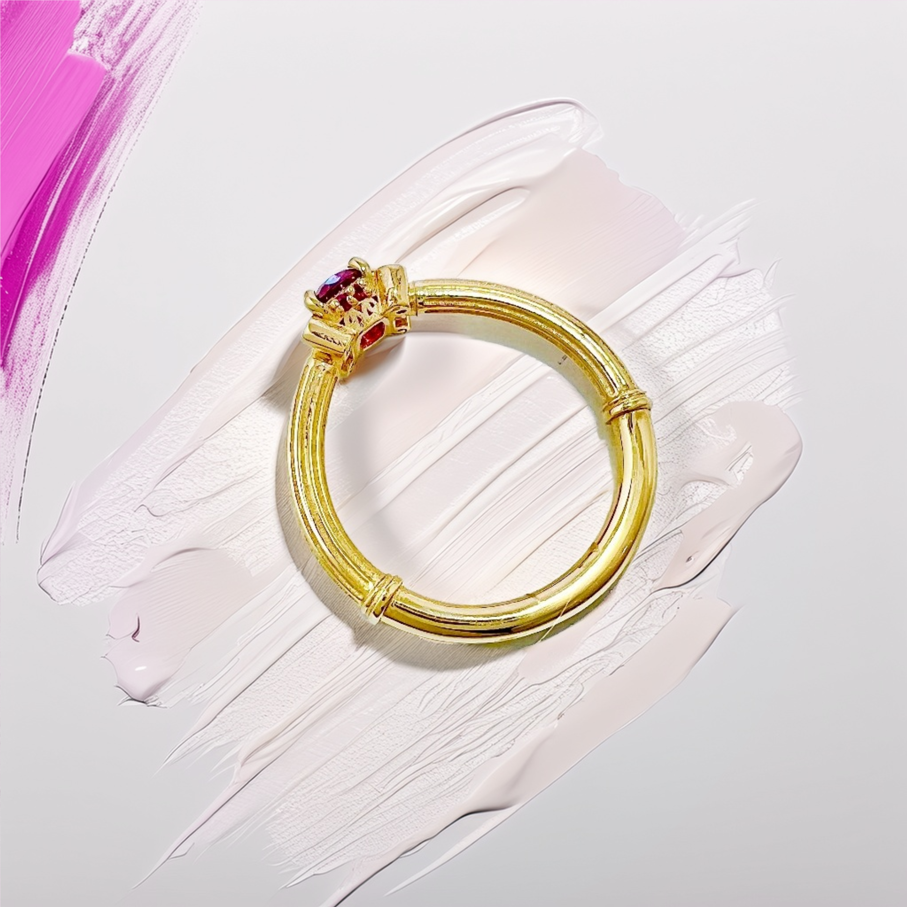 Red Spinel Pillar Gold Ring