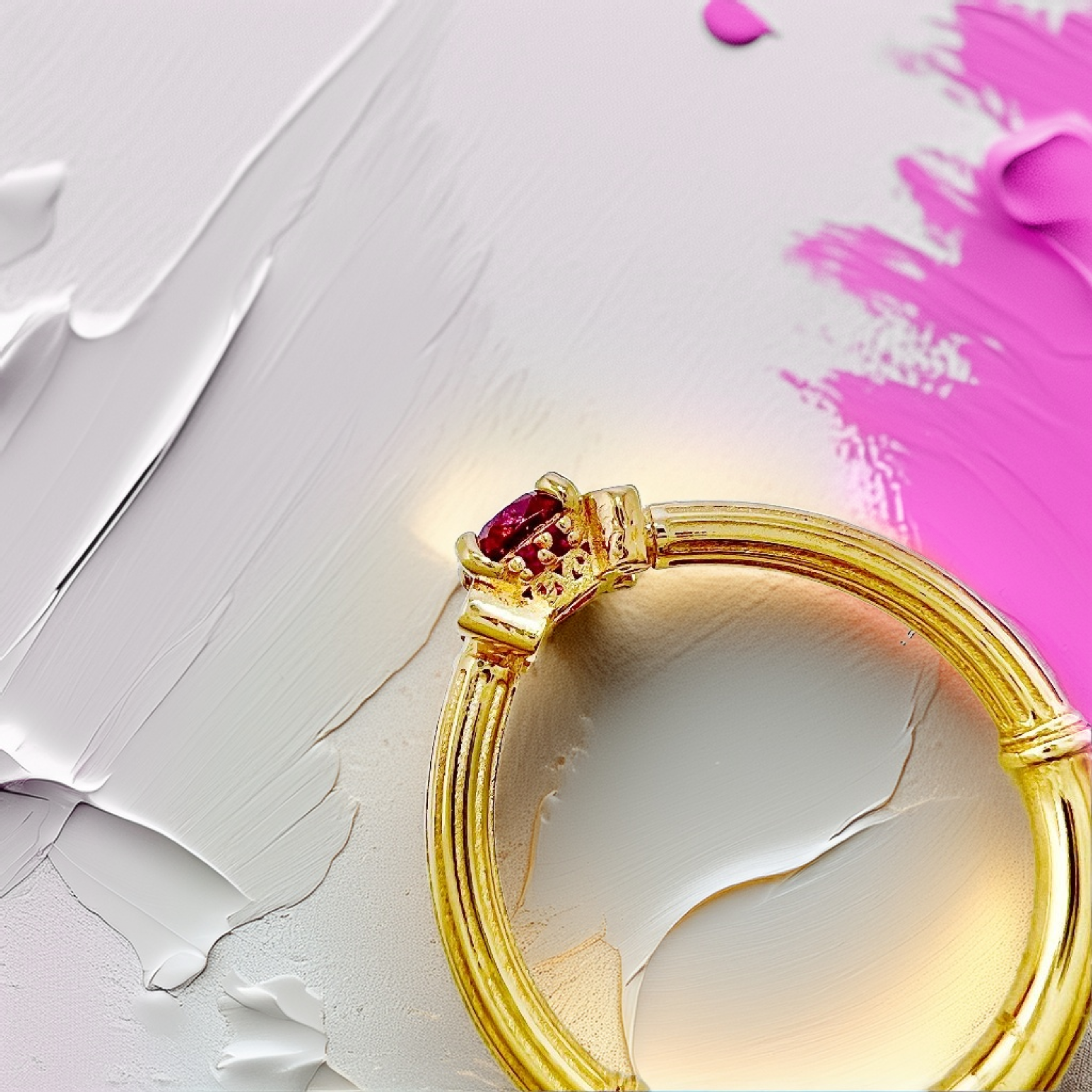 Red Spinel Pillar Gold Ring