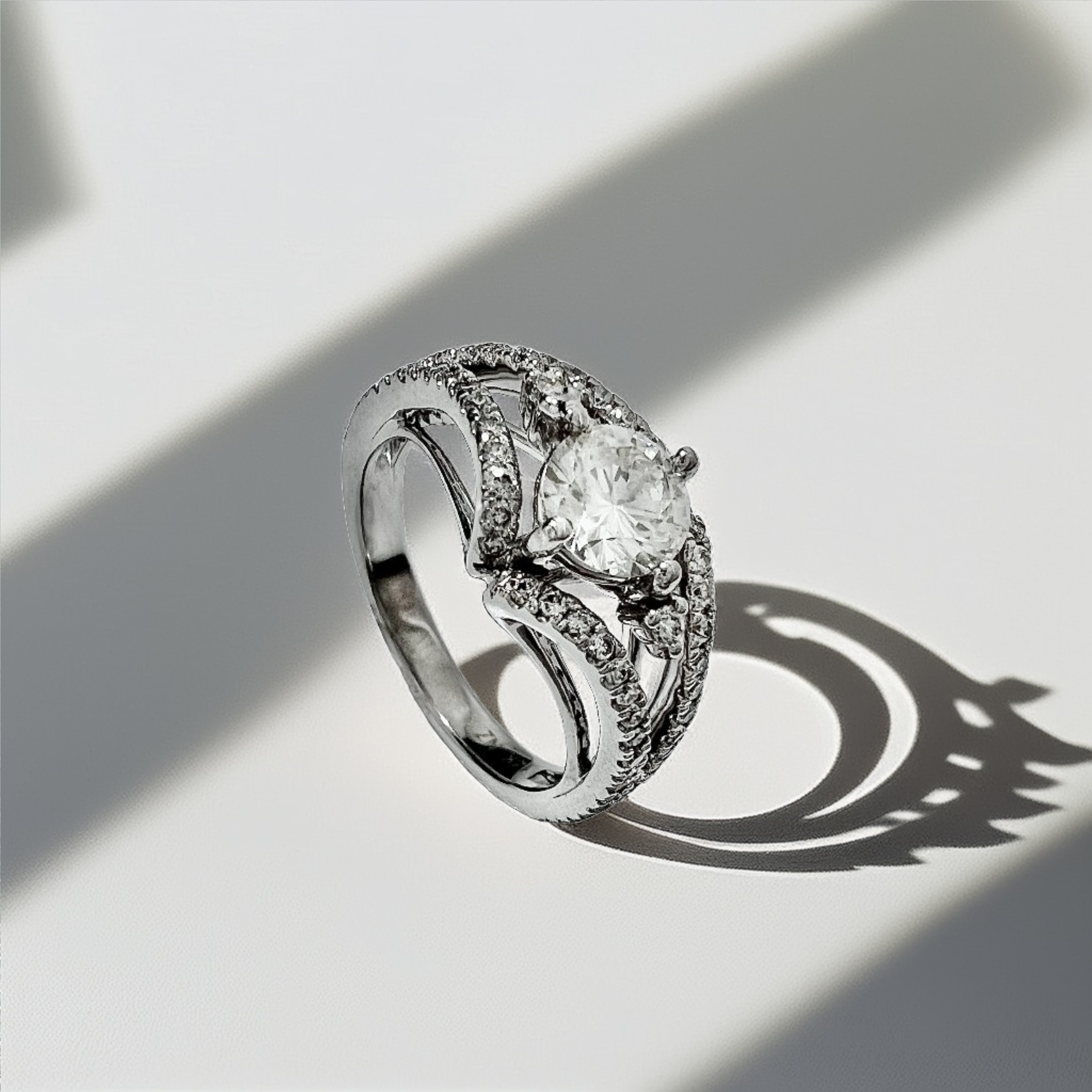 ¾ Round Diamond Engagement Ring Split Shank