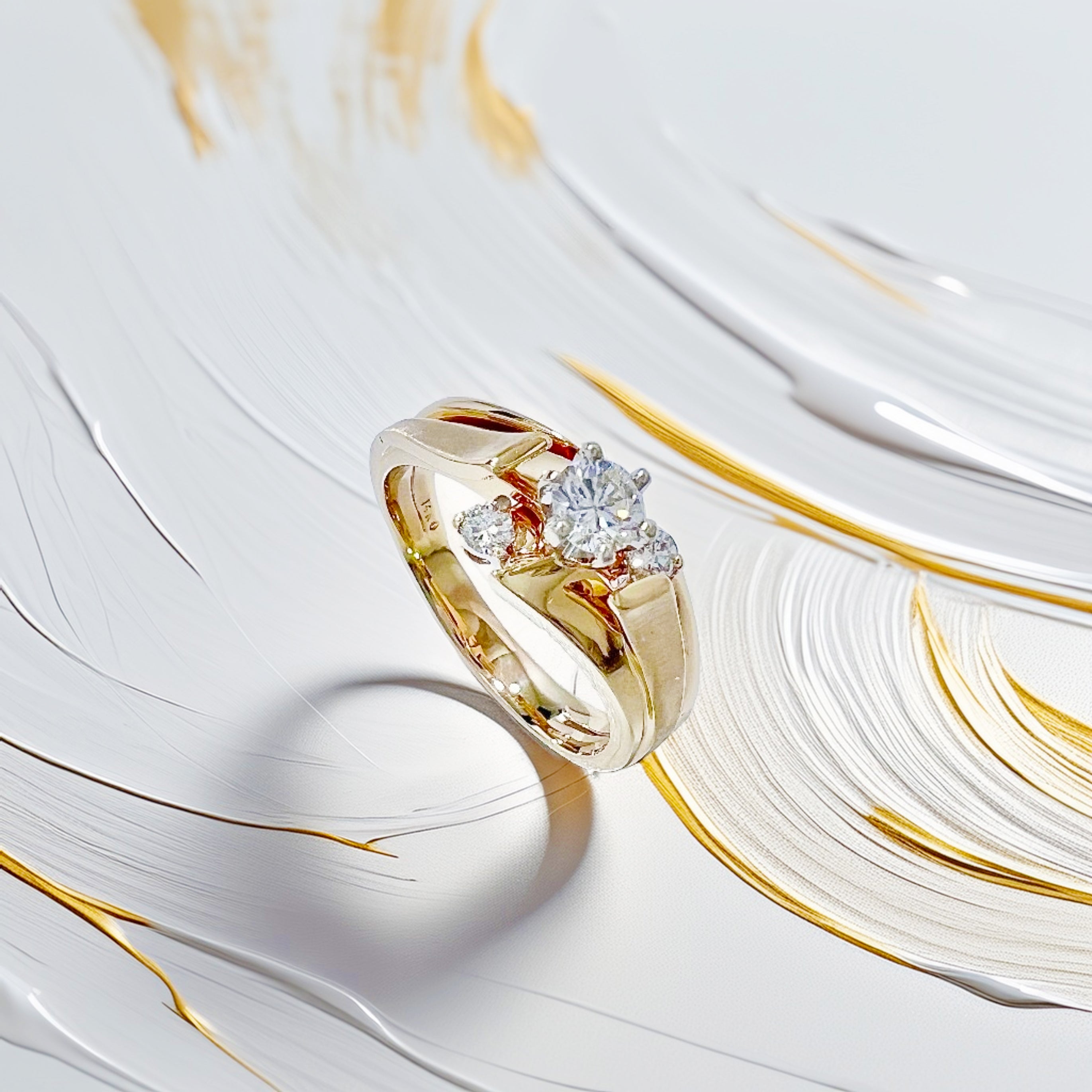 Unique 3-Stone Engagement Ring 0.25tcw