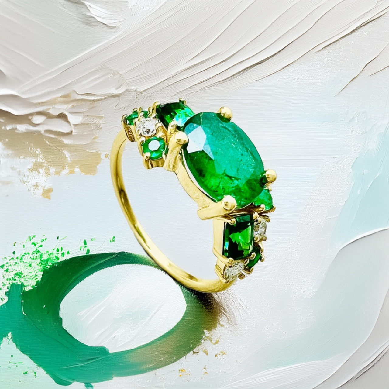 Oval Emerald Tsavorite Ring in 18kt Gold 2.40tcw