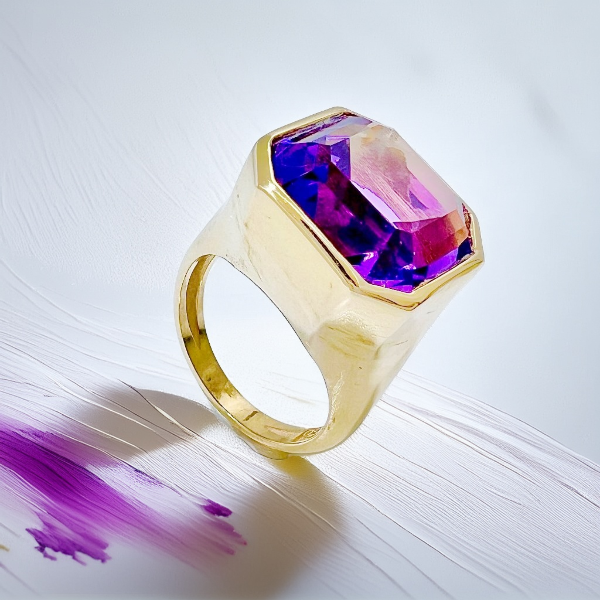 Asscher-Cut Amethyst Statement Ring