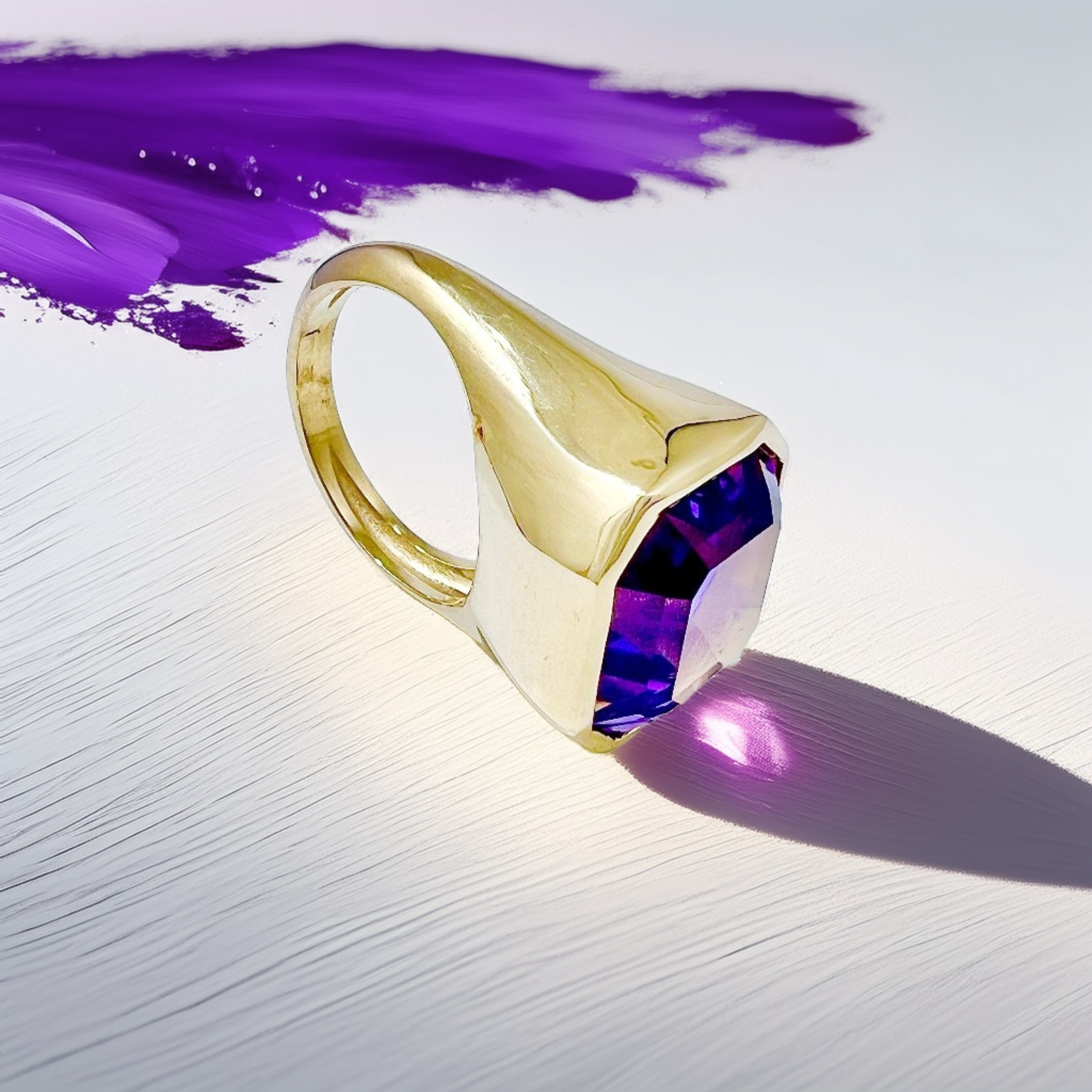 Asscher-Cut Amethyst Statement Ring