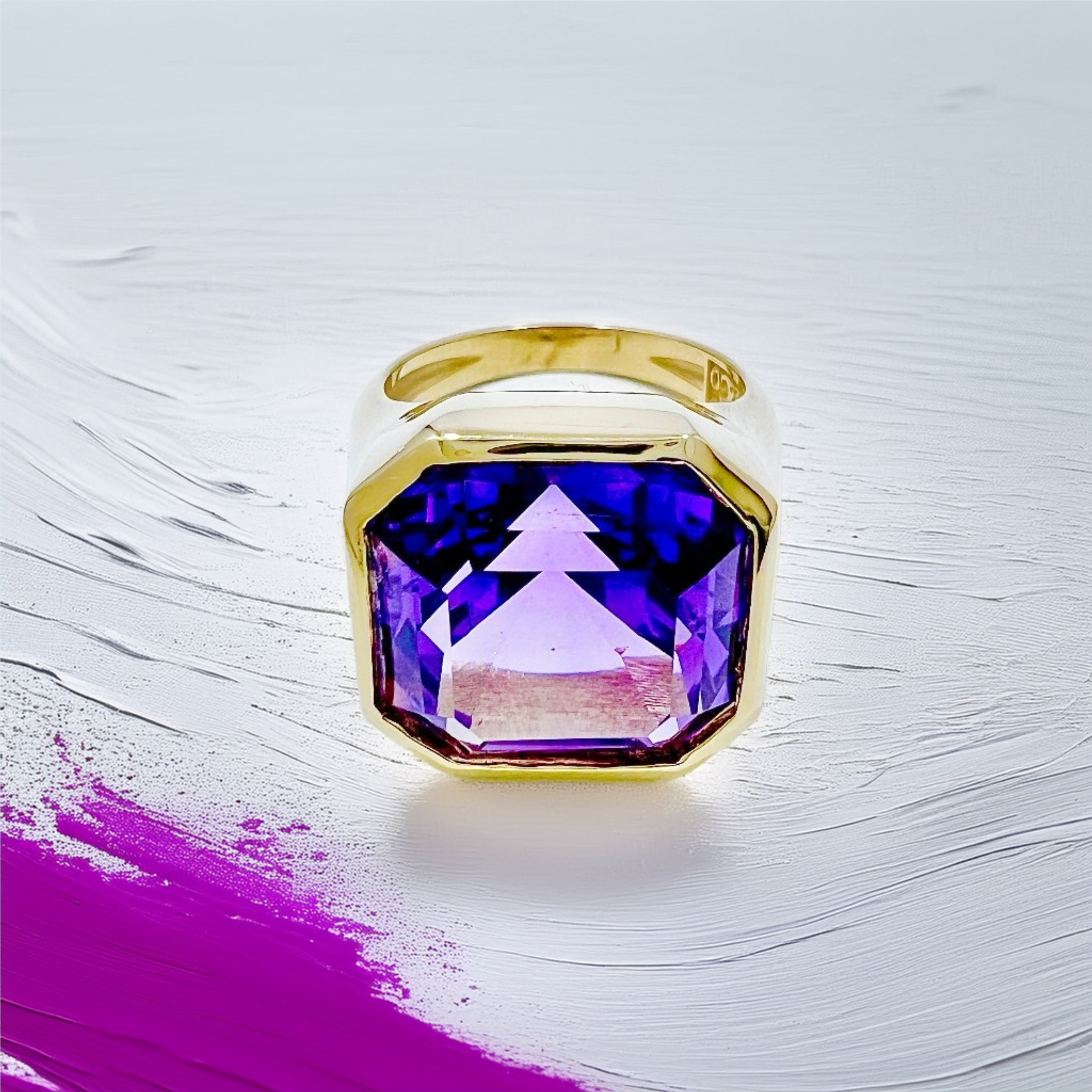 Asscher-Cut Amethyst Statement Ring