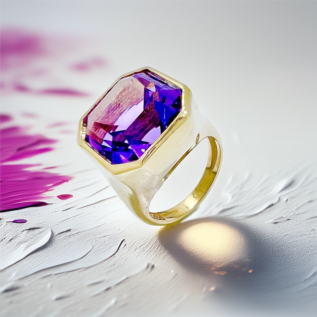 Asscher-Cut Amethyst Statement Ring
