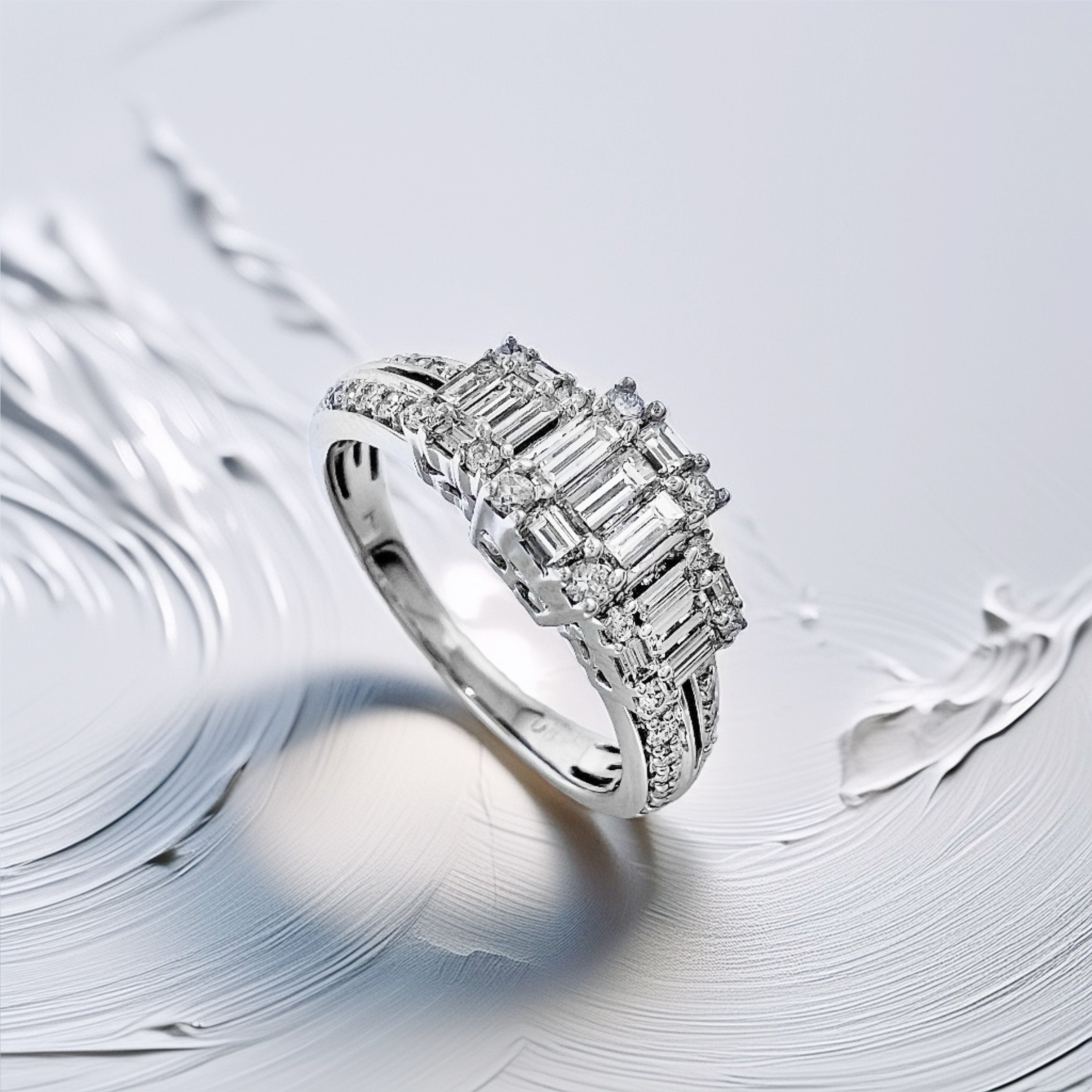 Baguette And Round Diamond Ring 0.76tcw