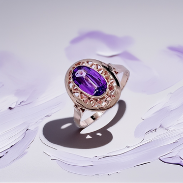Bezel Oval Amethyst Ring