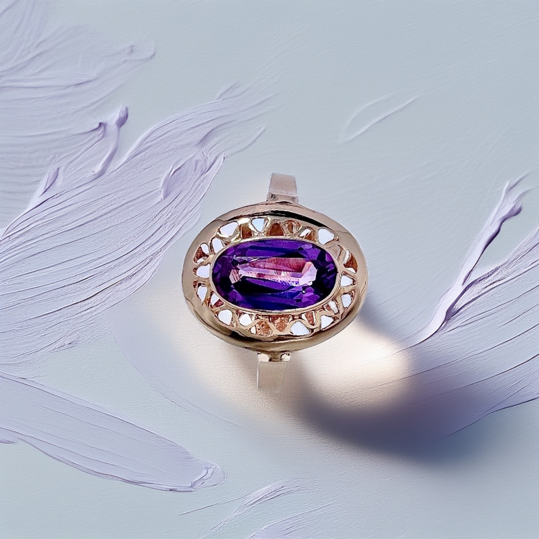 Bezel Oval Amethyst Ring