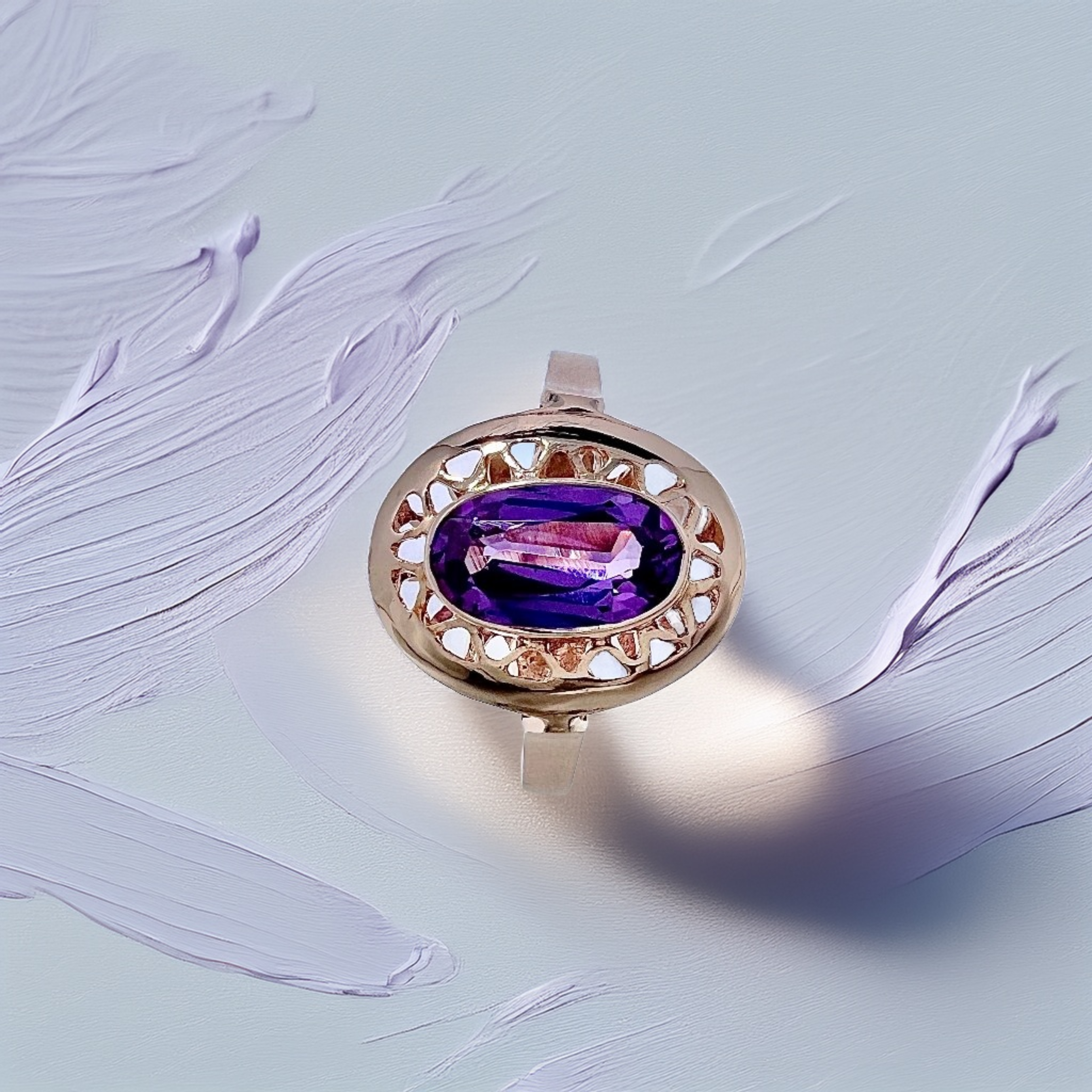 Bezel Oval Amethyst Ring