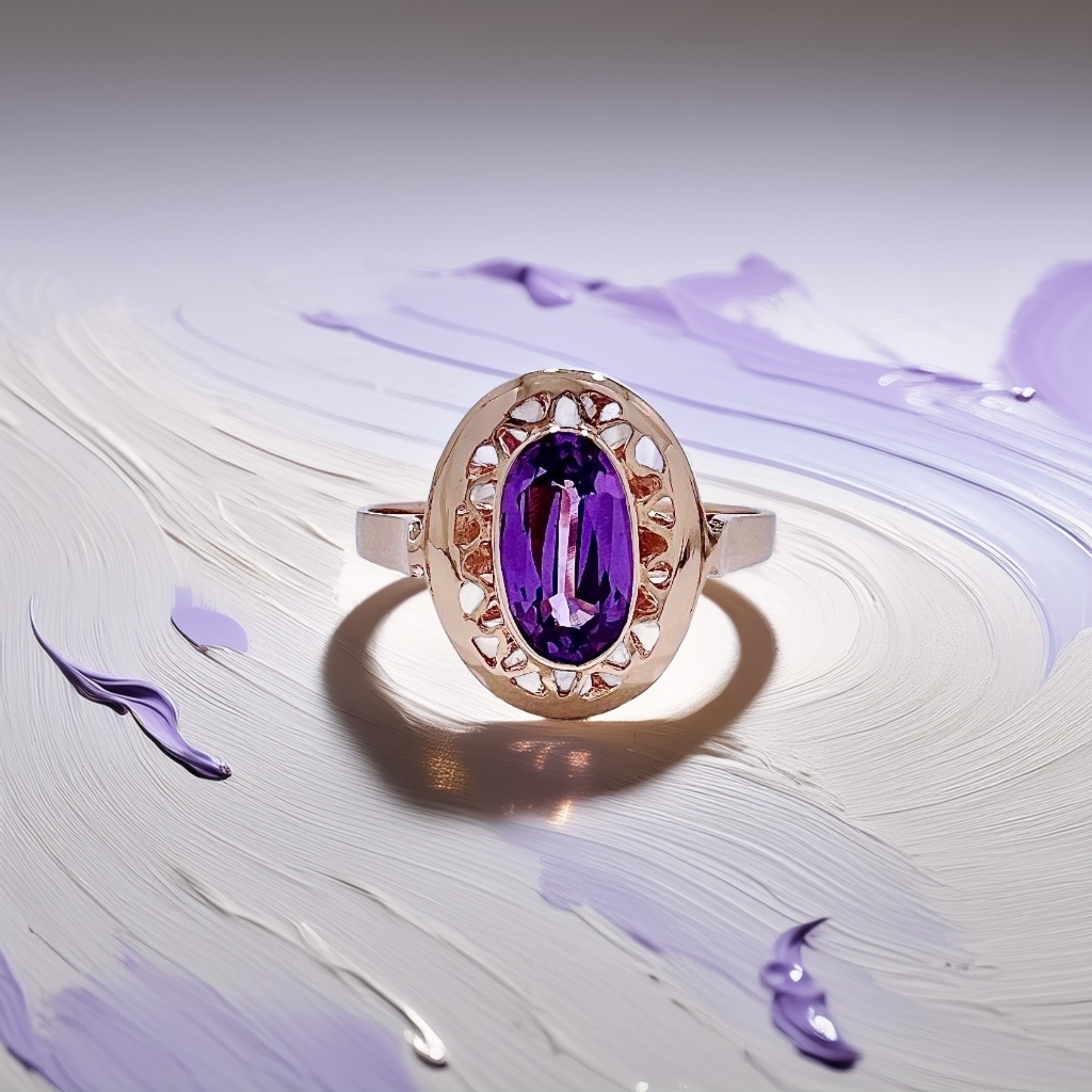 Bezel Oval Amethyst Ring