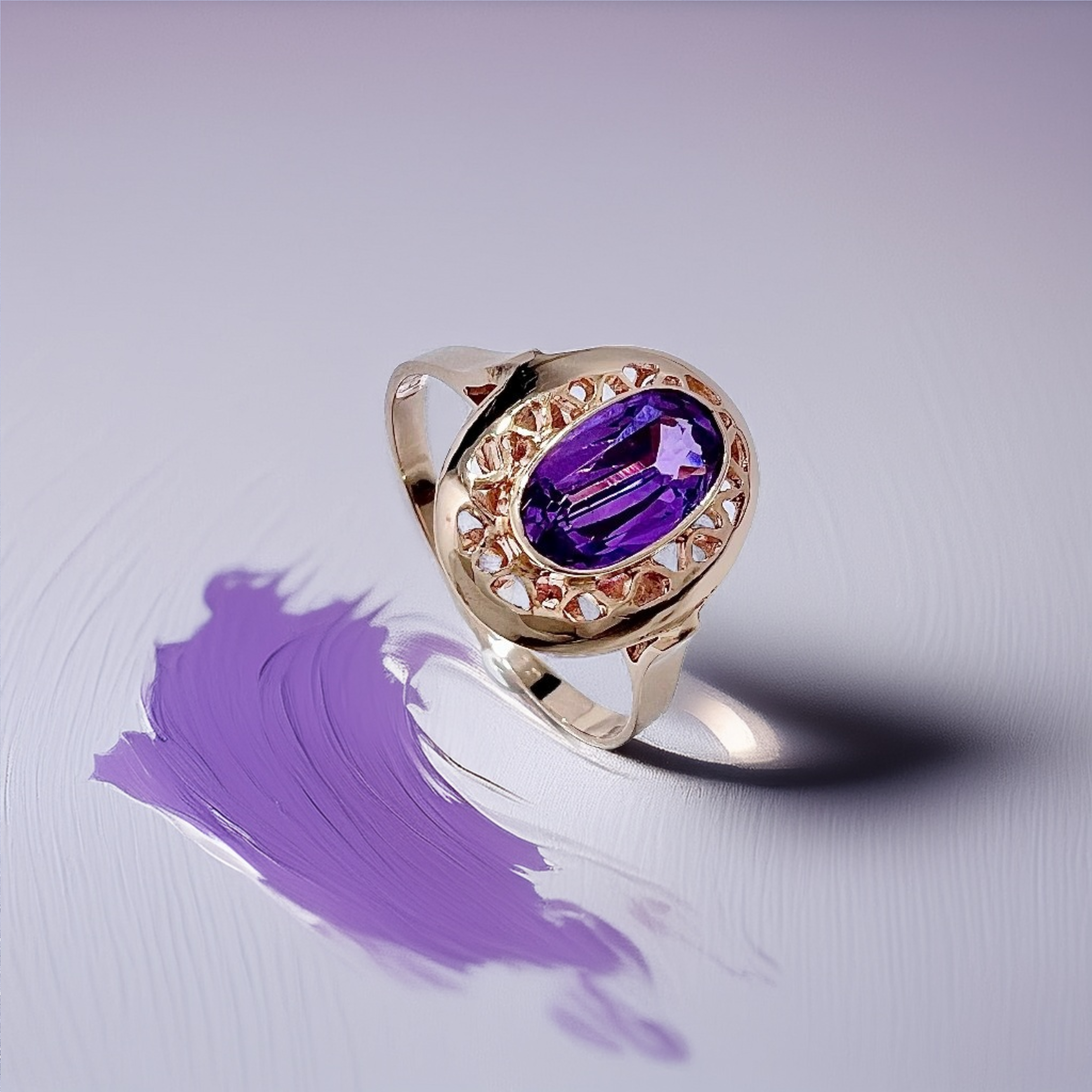 Bezel Oval Amethyst Ring
