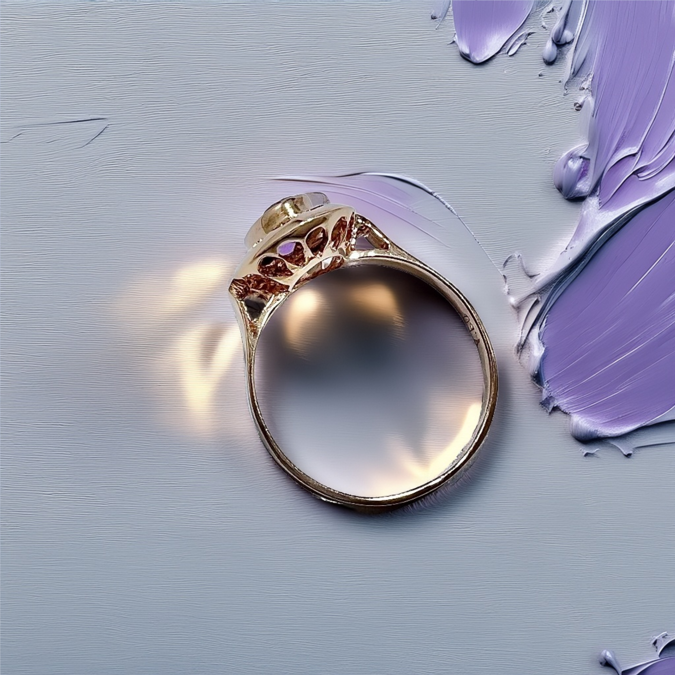 Bezel Oval Amethyst Ring