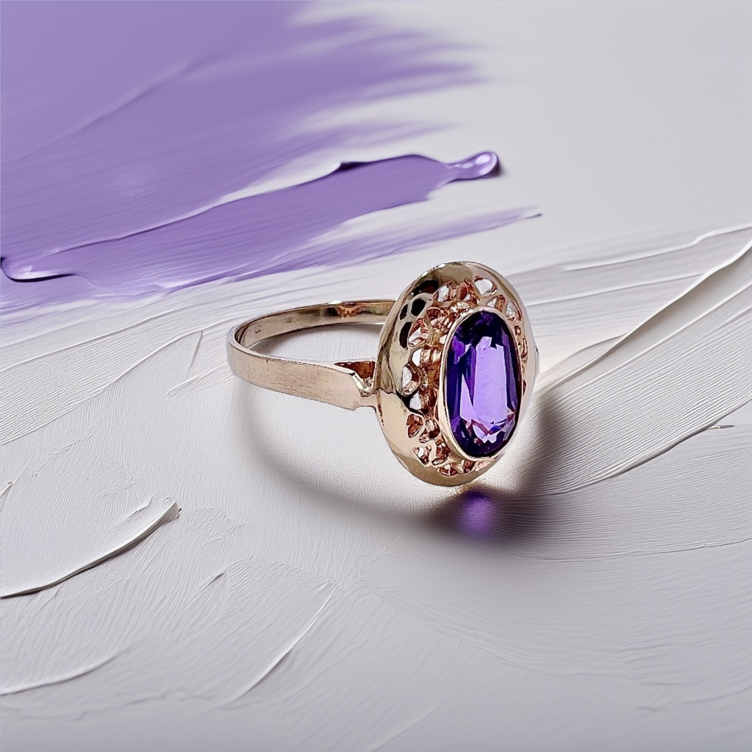 Bezel Oval Amethyst Ring