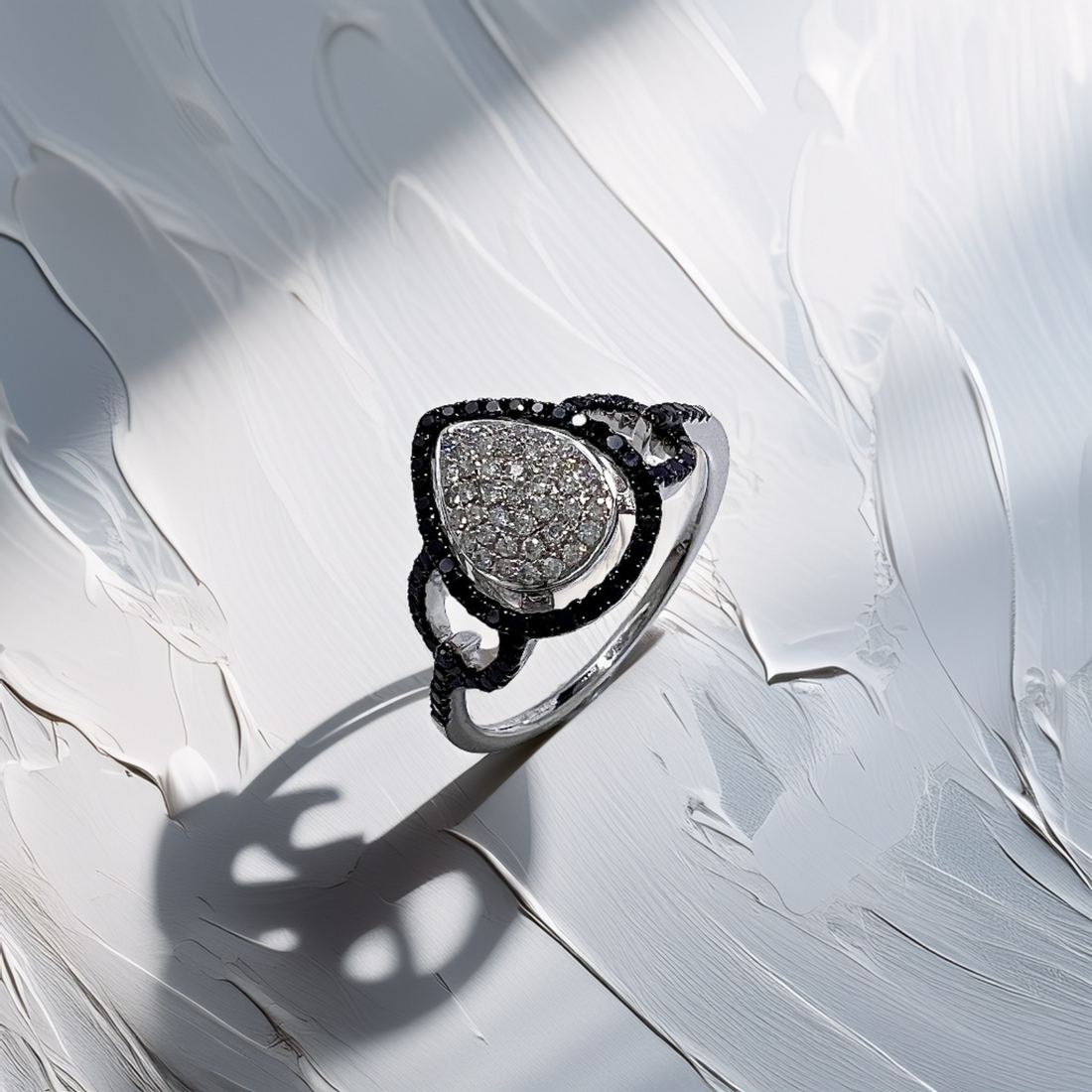 Black And White Diamond Ring White Gold 0.50 tcw