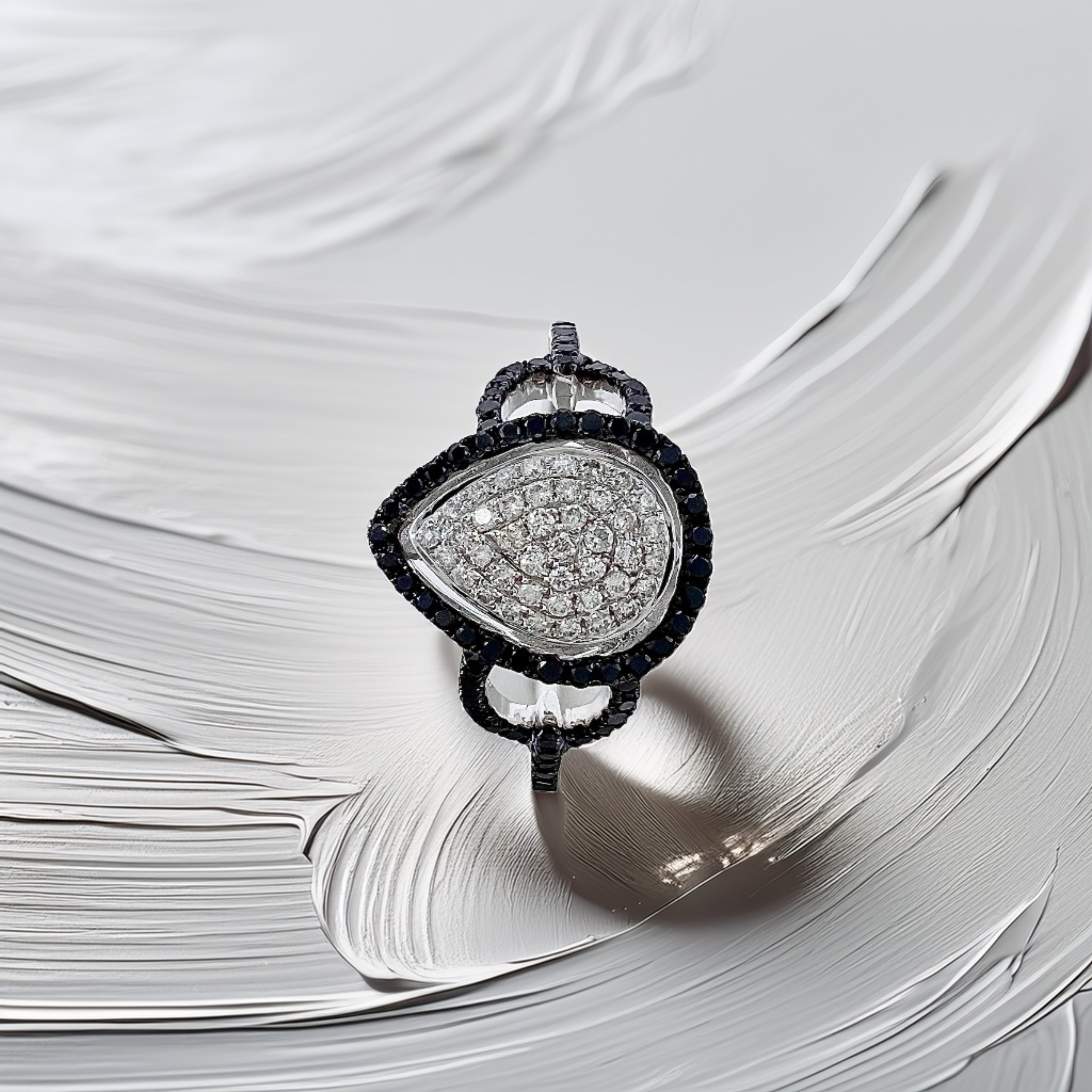 Black And White Diamond Ring White Gold 0.50 tcw