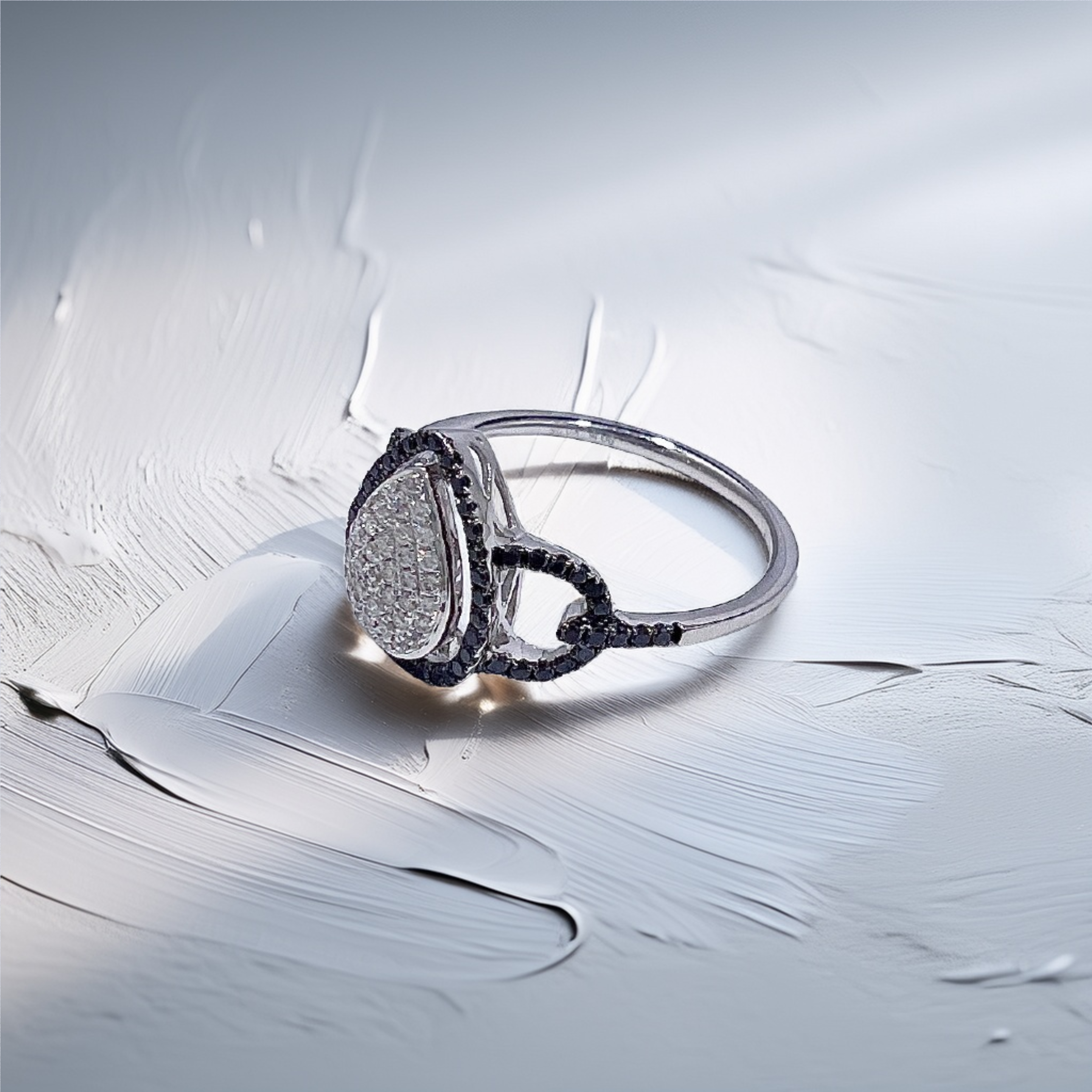 Black And White Diamond Ring White Gold 0.50 tcw